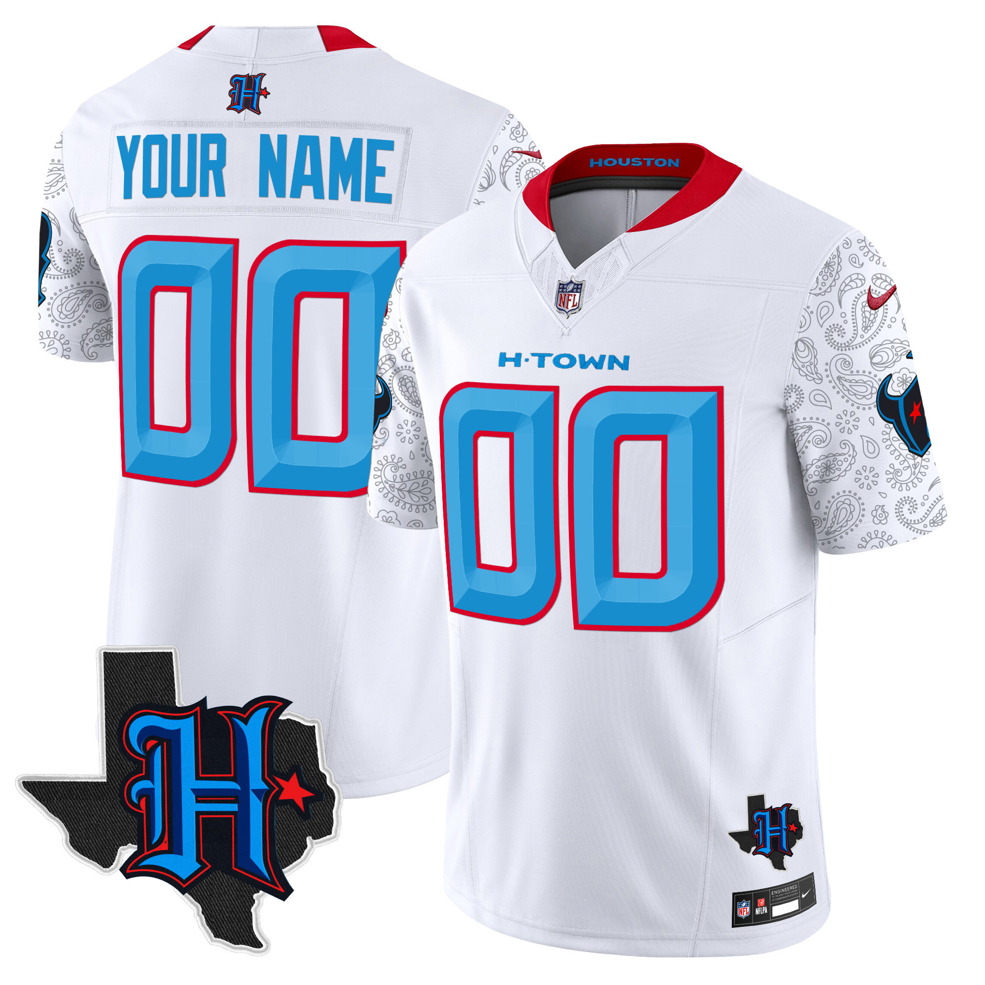 Houston Texans 2024 Texas Patch Vapor Limited Custom Jersey V4 – All Stitched