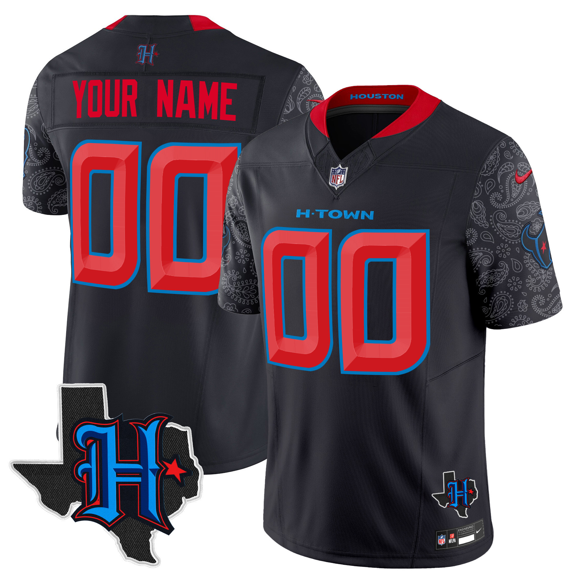 Houston Texans 2024 Texas Patch Vapor Limited Custom Jersey V4 – All Stitched