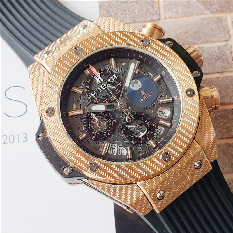 Alternative view of big Hublot Gold Black Rubber - Hublot Big Bang Gold Black Rubber