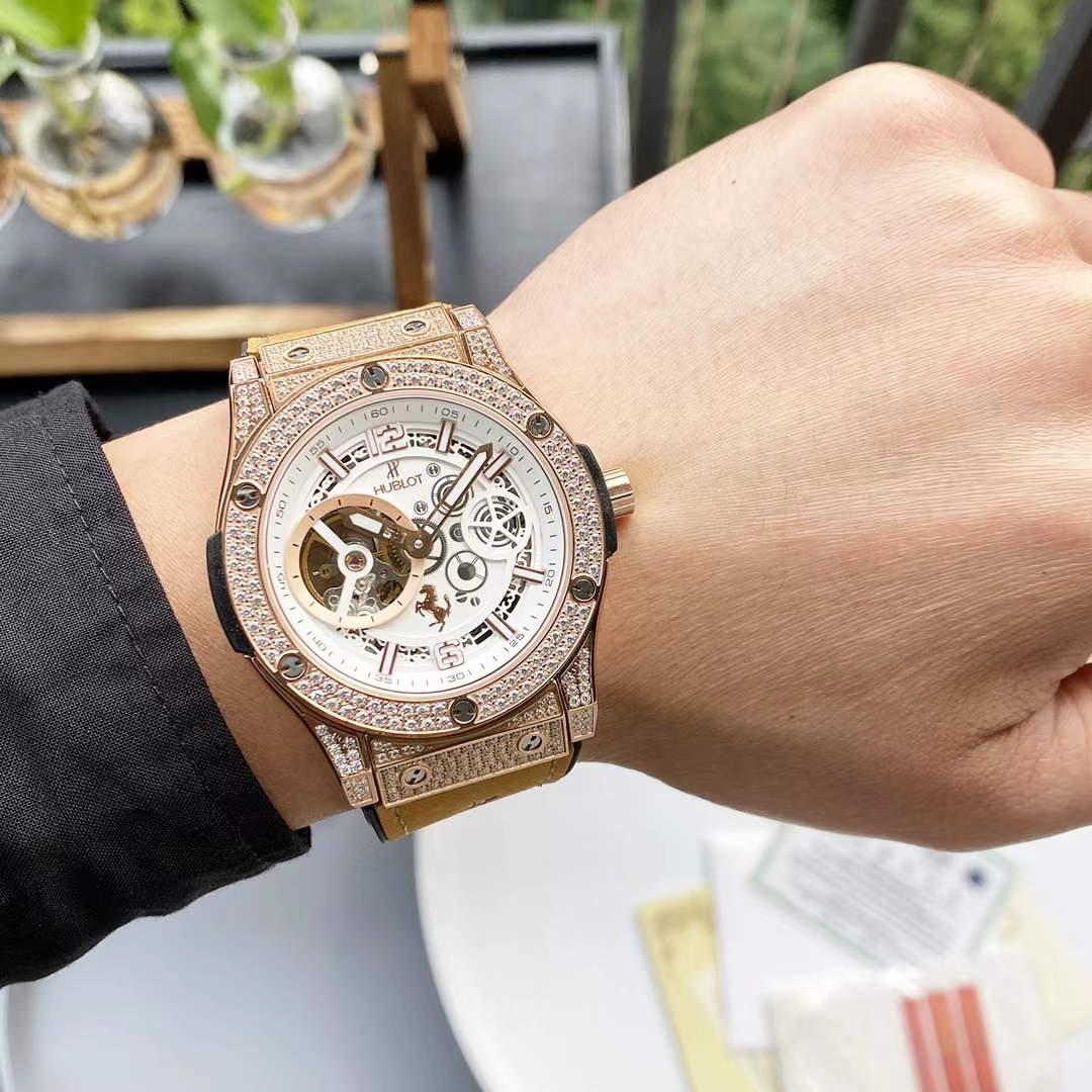 Hublot Diamond Bezel Tan Leather - Hublot Diamond Bezel White Dial - Image 3