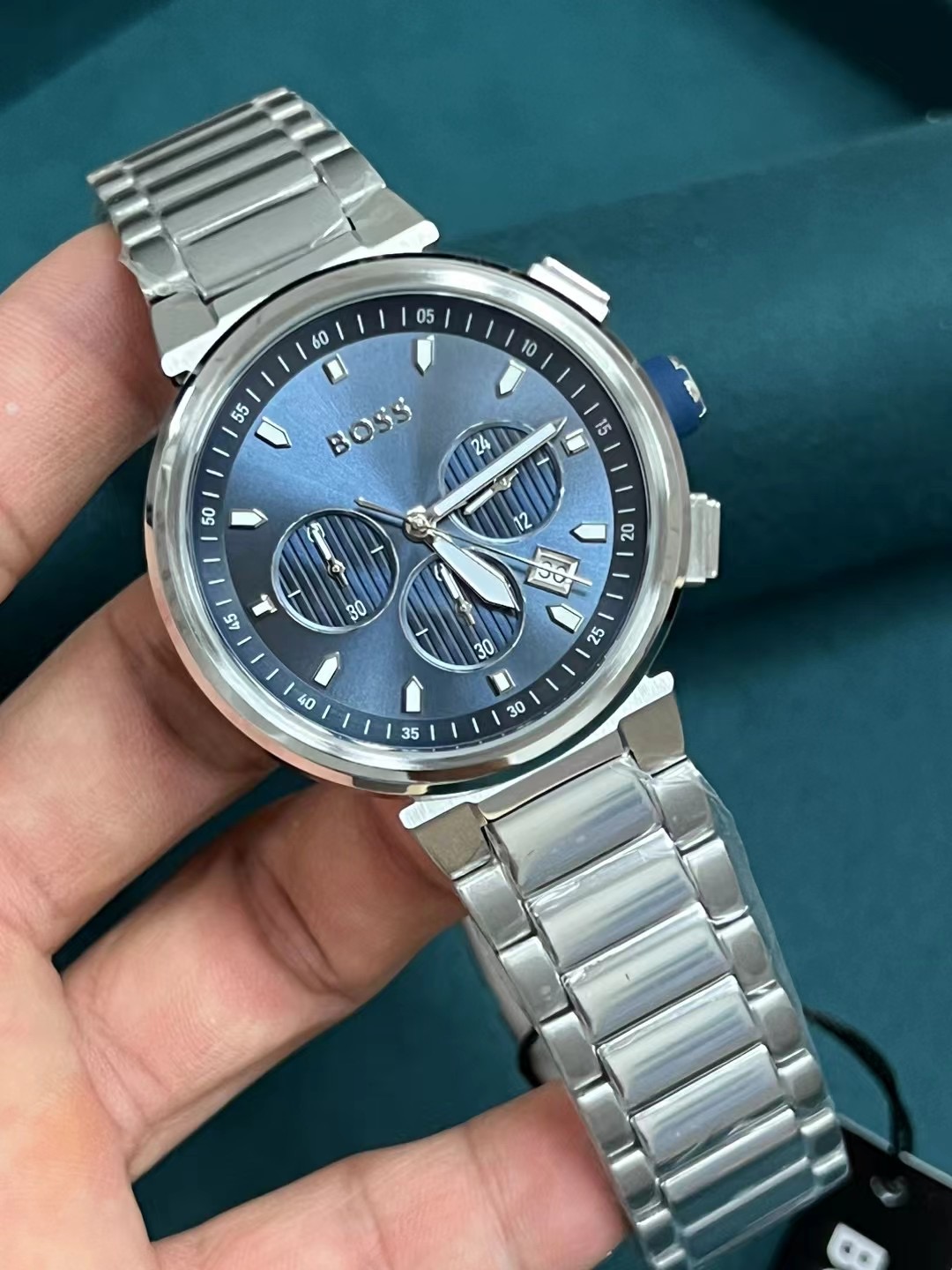 BOSS Blue Dial Chronograph Steel Bracelet Watch - Image 7