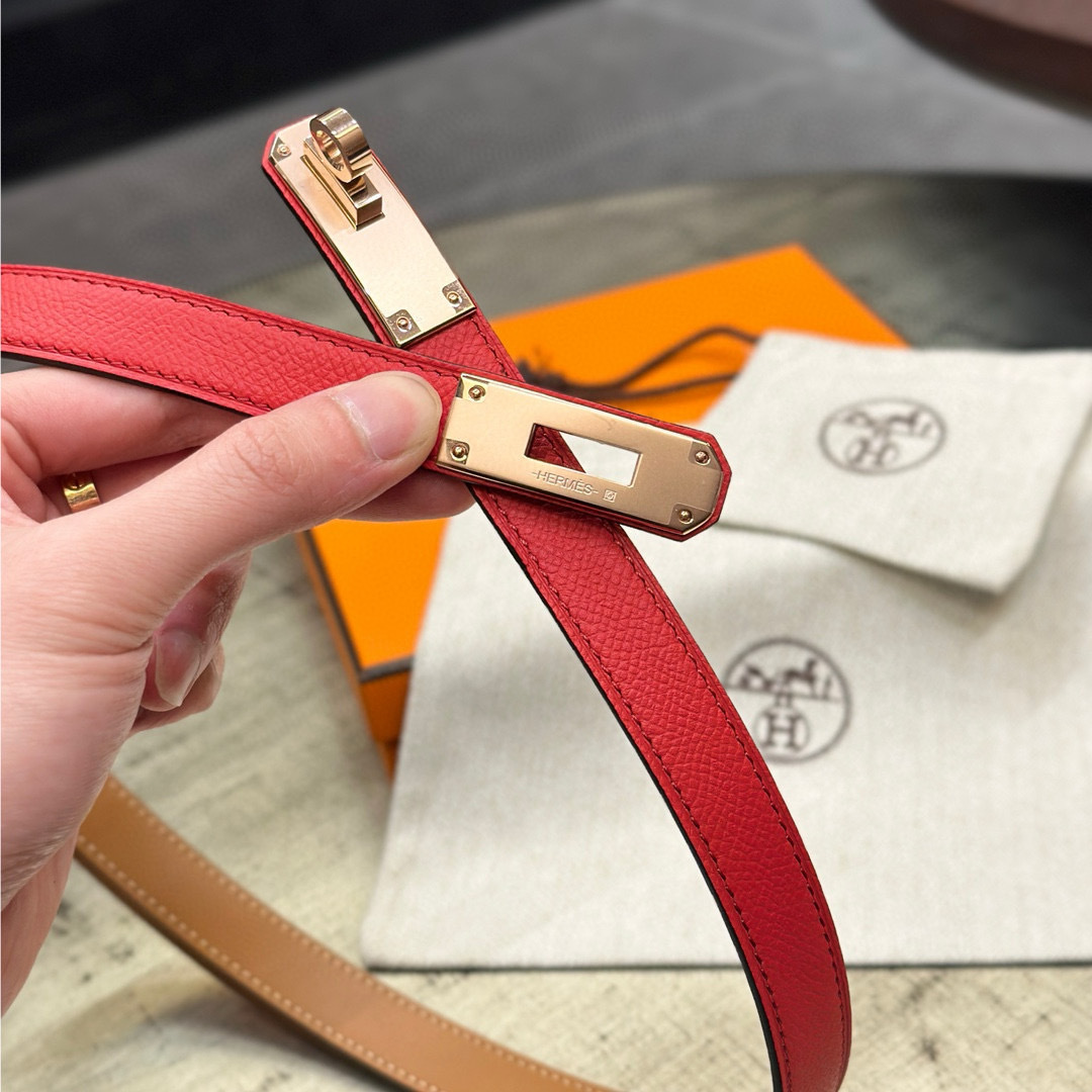 Hermès Kelly Epsom Leather Belt - Red with Gold Hardware
