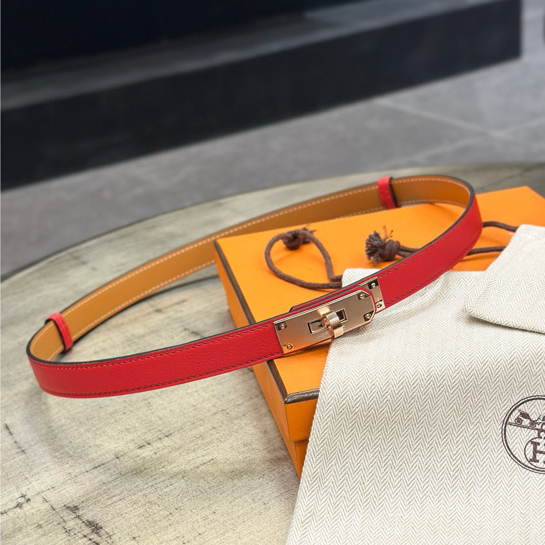 Hermès Kelly Epsom Leather Belt – Red with Gold Hardware