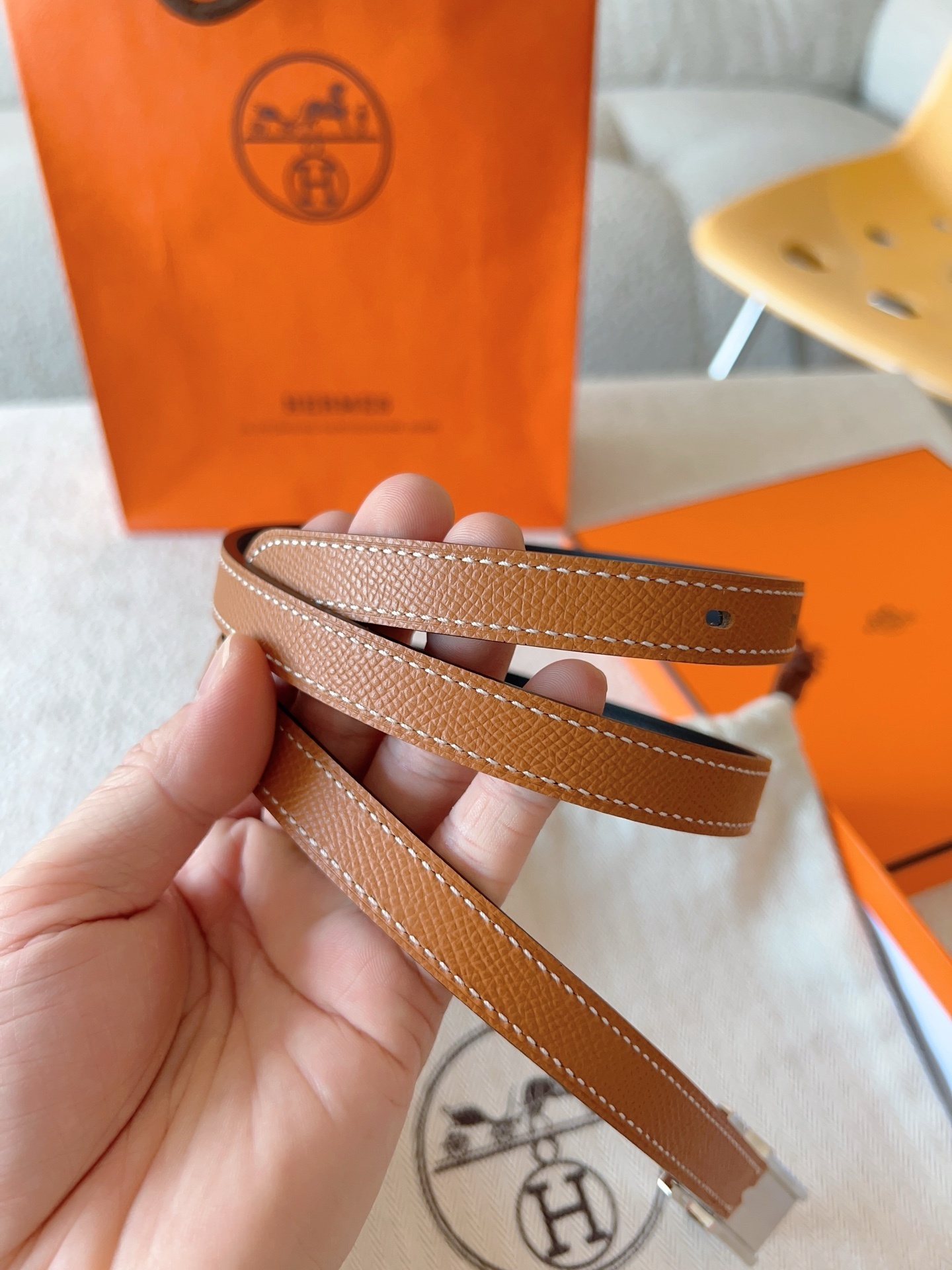 Hermes Kelly Double Tour Bracelet Gold Epsom Palladium Hardware