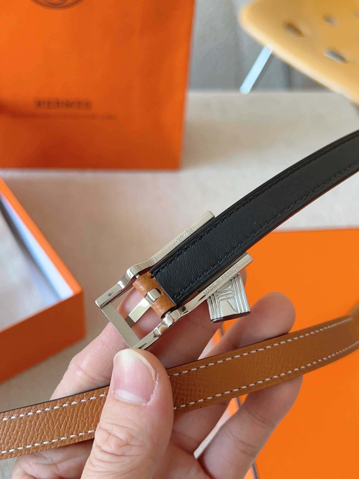 Hermes Kelly Double Tour Bracelet Gold Epsom Palladium Hardware