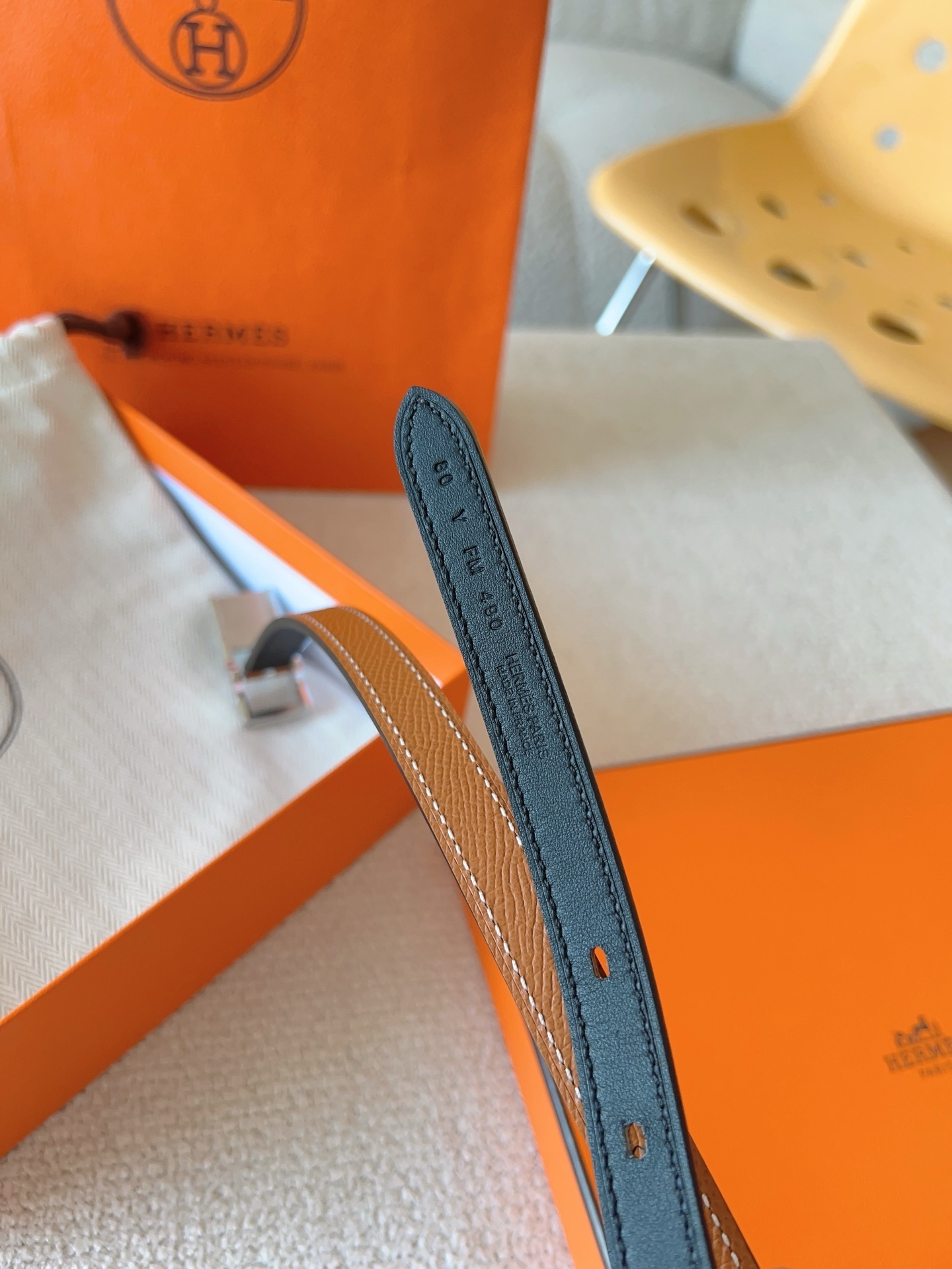 Hermes Kelly Double Tour Bracelet Gold Epsom Palladium Hardware