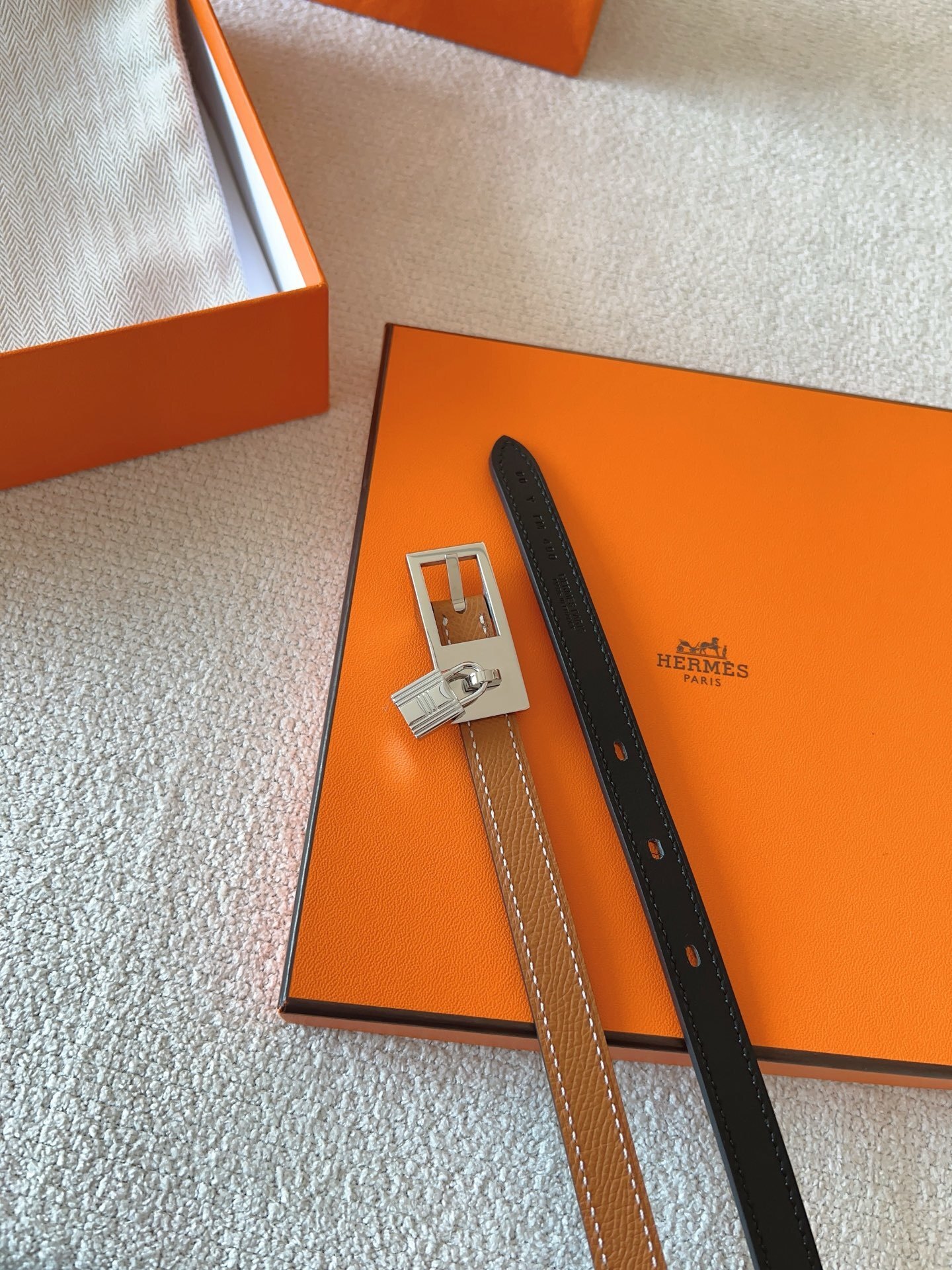 Hermes Kelly Double Tour Bracelet Gold Epsom Palladium Hardware