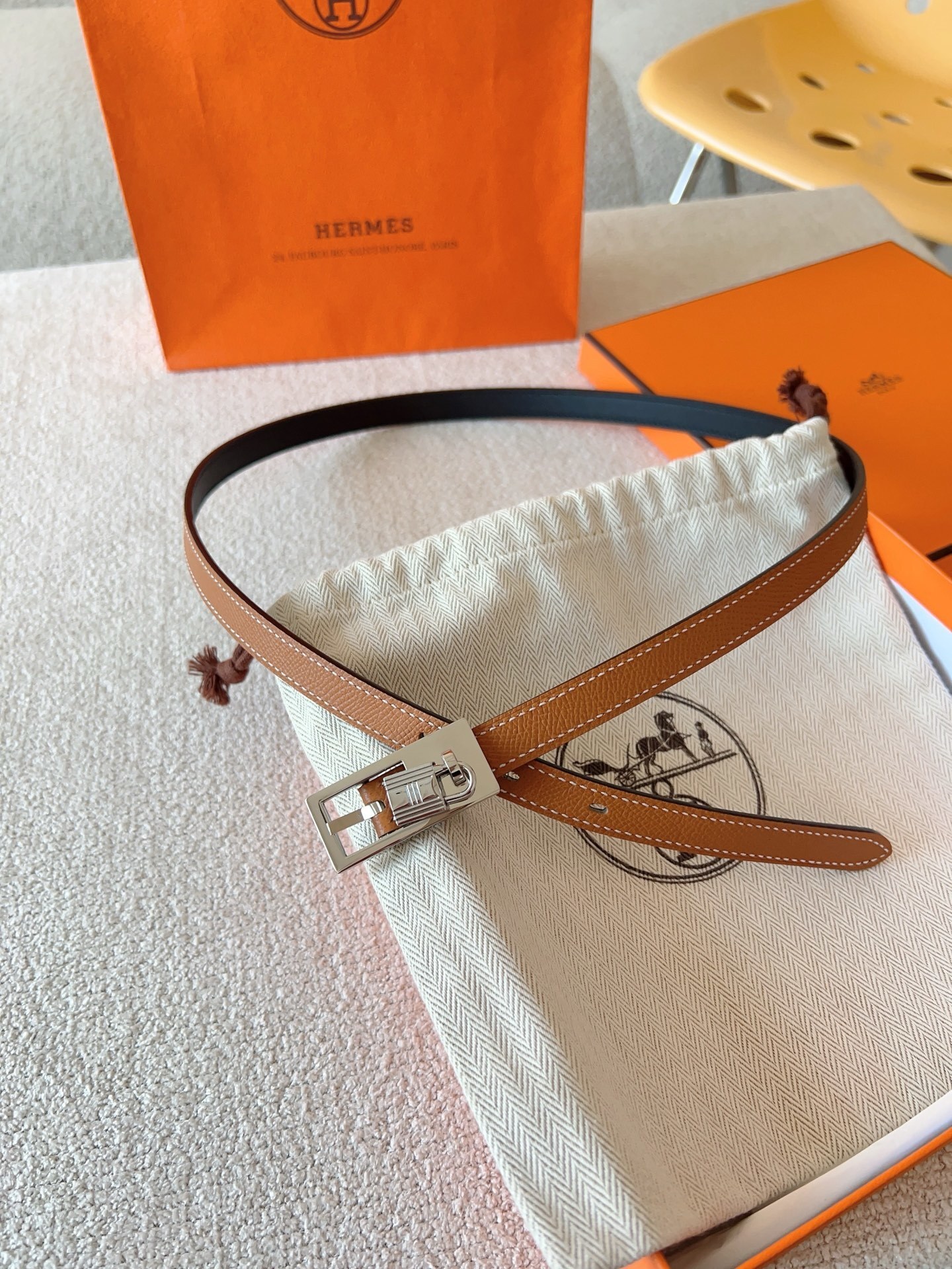 Hermes Kelly Double Tour Bracelet Gold Epsom Palladium Hardware