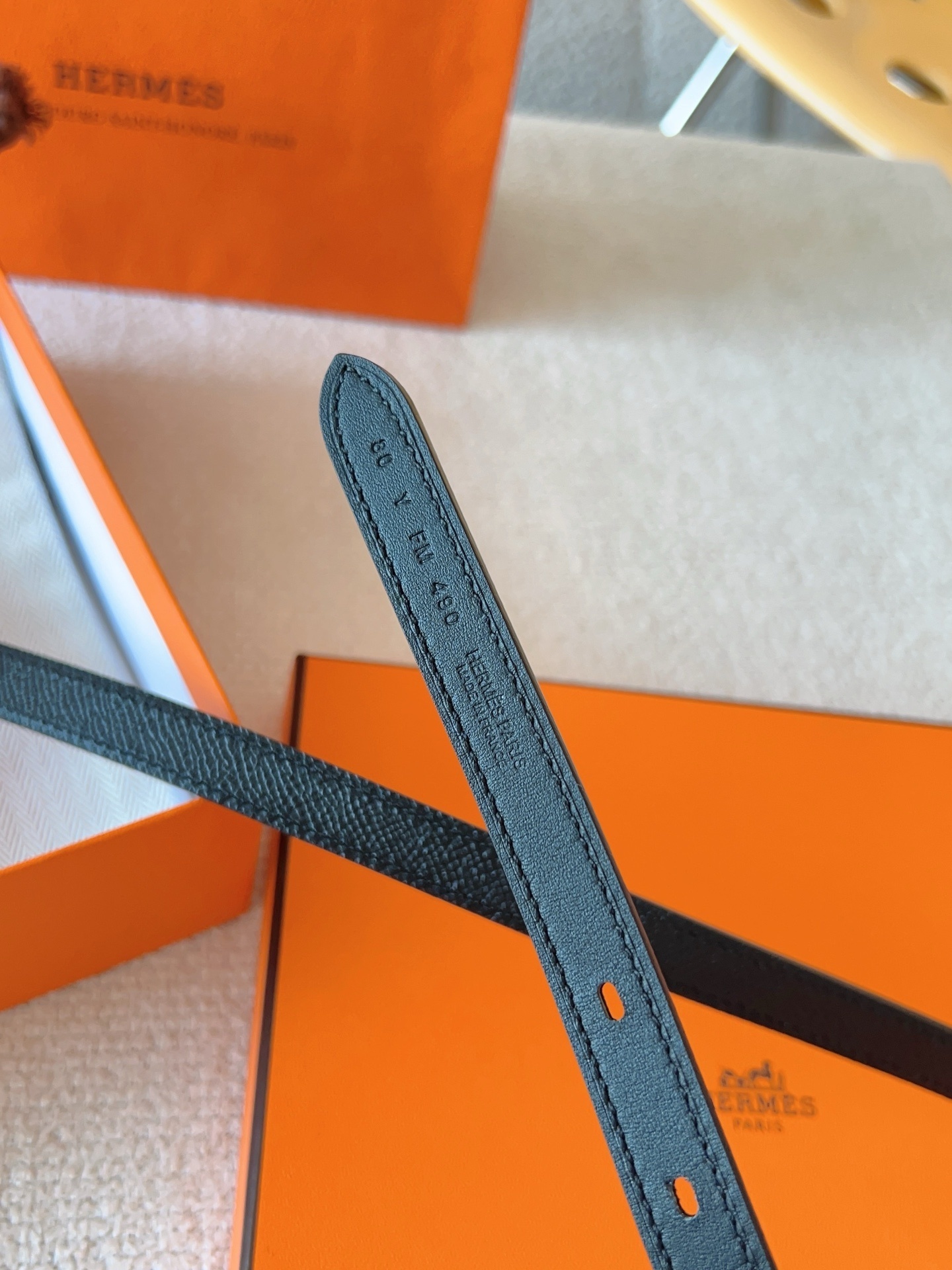 Hermès Kelly Belt in Black Epsom Leather with Gold Hardware