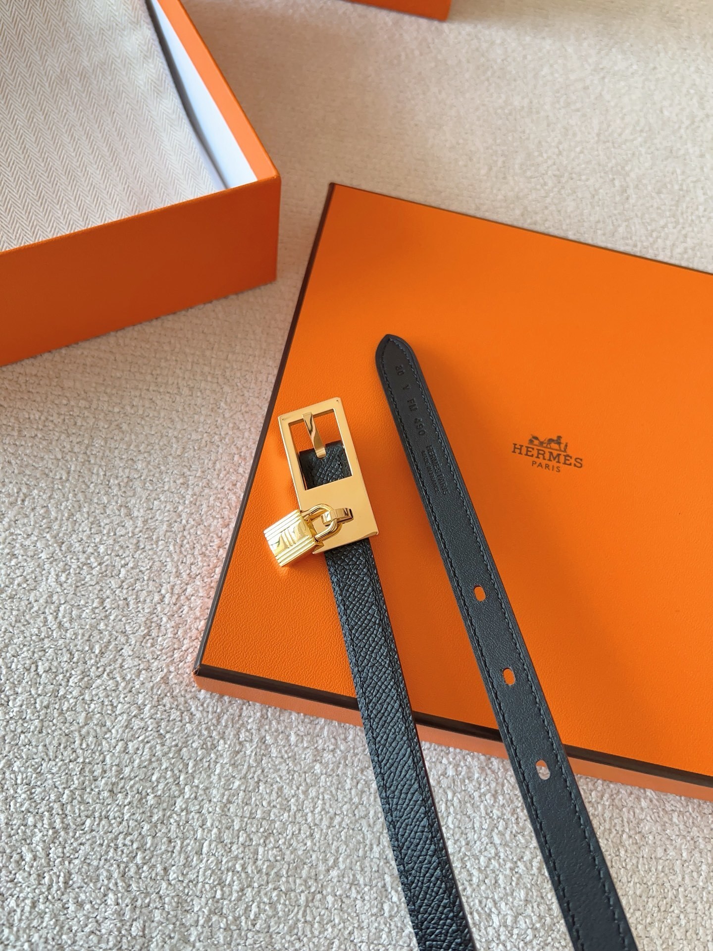 Hermès Kelly Belt in Black Epsom Leather with Gold Hardware