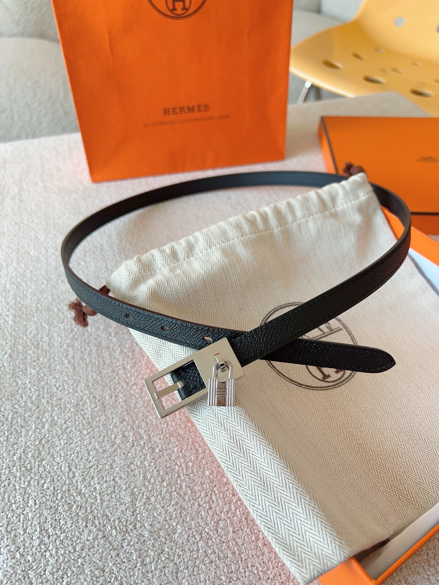 Hermes Kelly Double Tour Bracelet - Black Leather with Silver Hardware