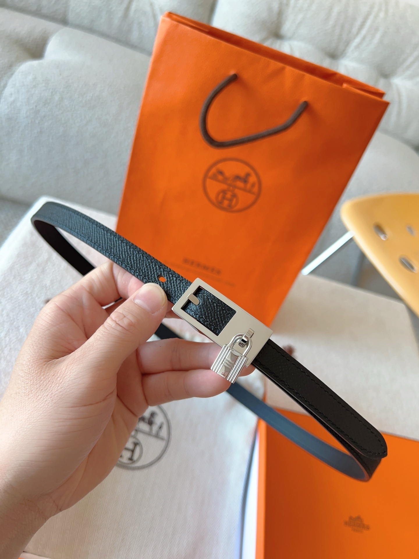 Hermes Kelly Double Tour Bracelet - Black Leather with Silver Hardware