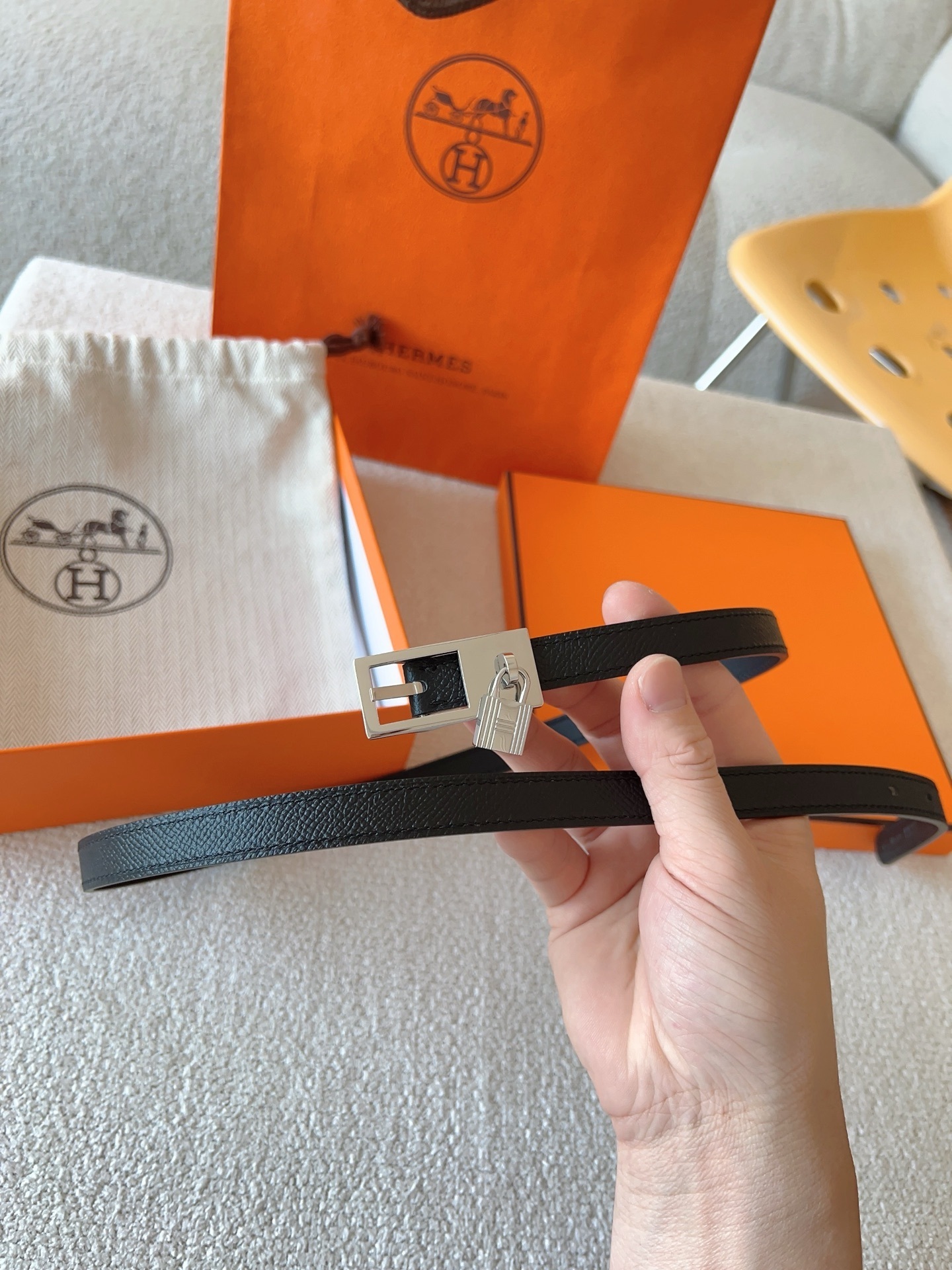 Hermes Kelly Double Tour Bracelet - Black Leather with Silver Hardware