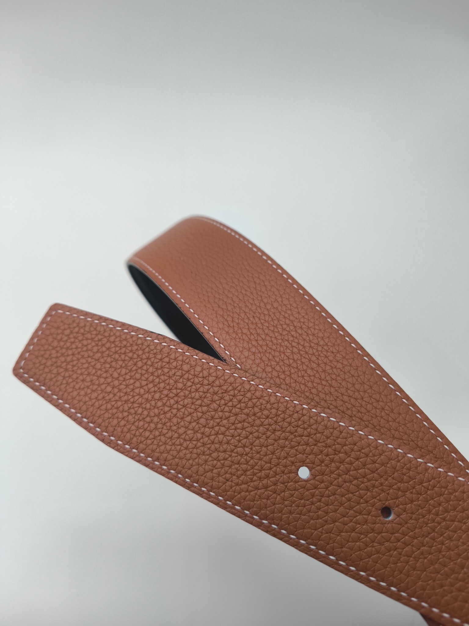 Classic Reversible Leather Belt with Silver Textured H Buckle