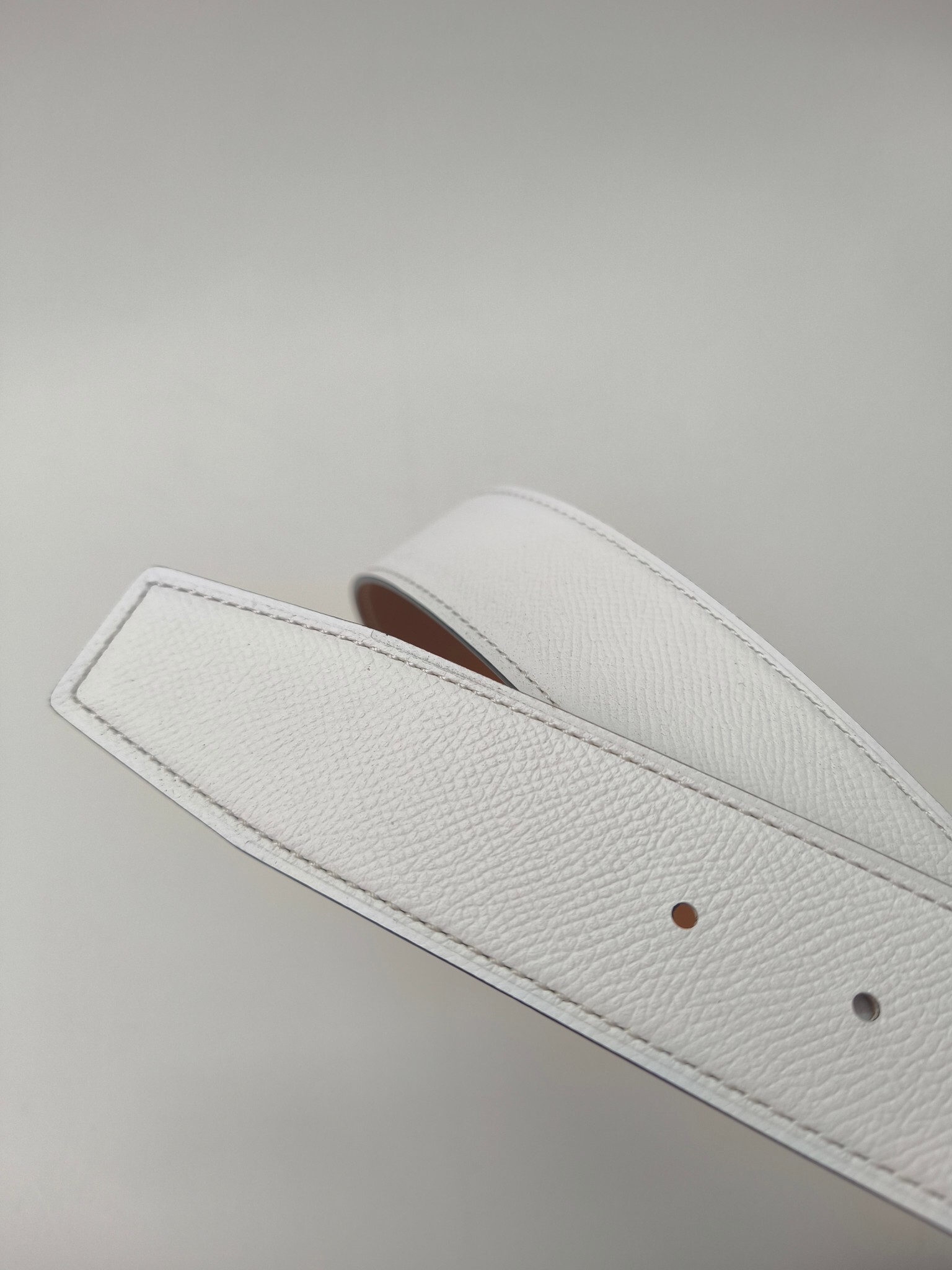 Hermès Reversible Epsom Leather Belt - White & Tan Silver Buckle