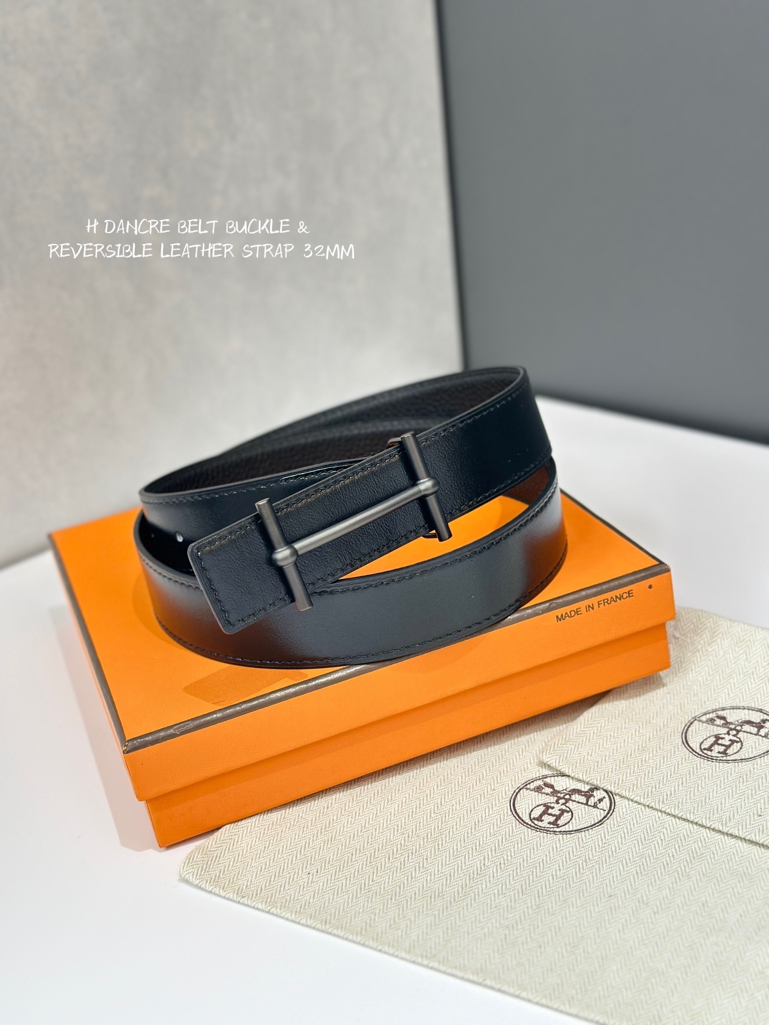 Hermes H d'Ancre Reversible Leather Belt 32mm with Buckle
