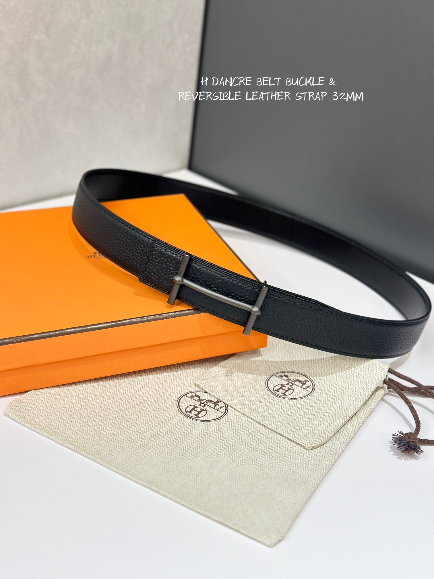 Hermes H d'Ancre Reversible Leather Belt 32mm with Buckle