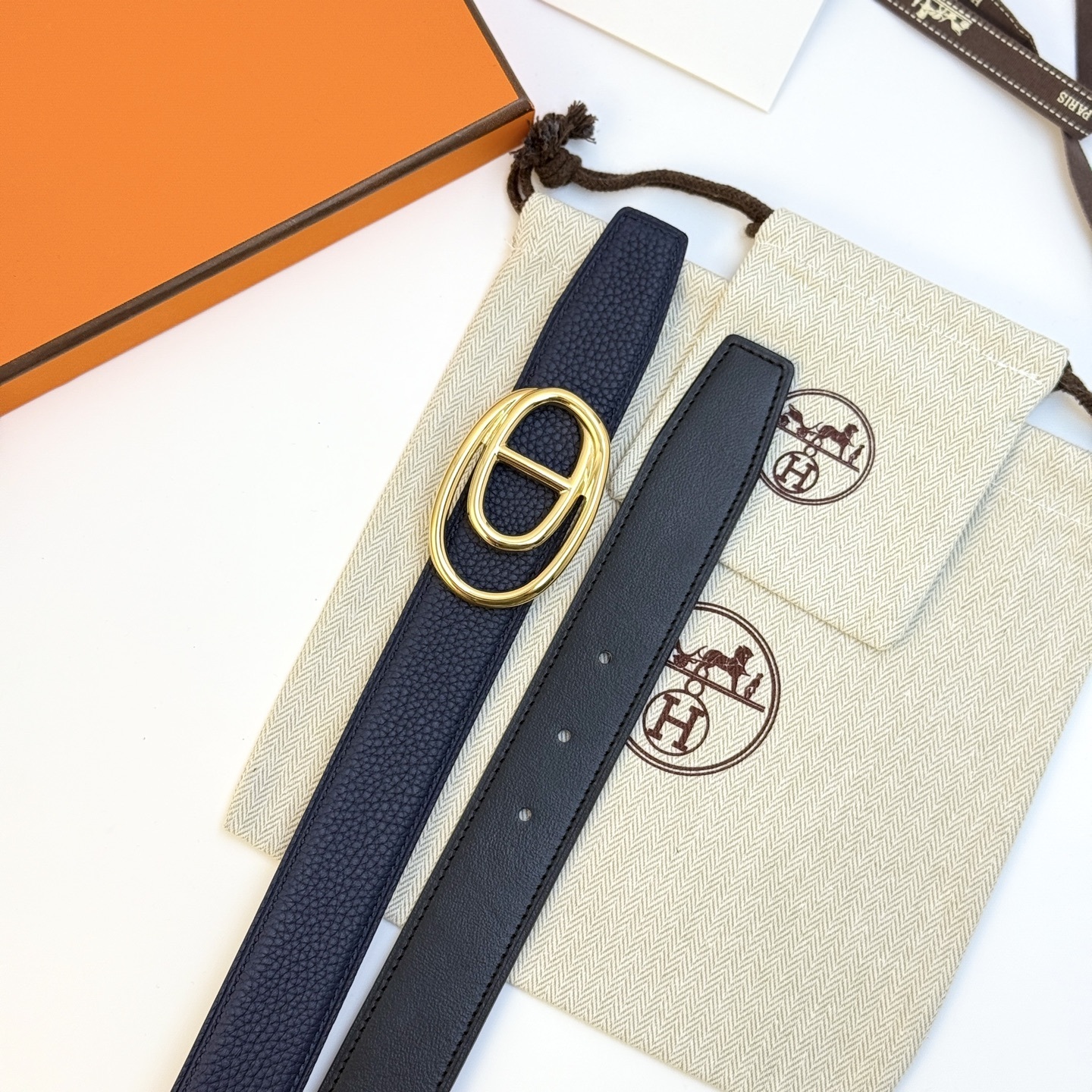 Hermès Odyssée Reversible Leather Belt 32mm - Permabrass Buckle