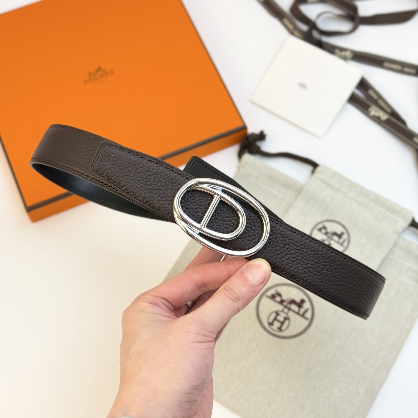 Hermès Odyssée Buckle & Reversible 32mm Leather Belt