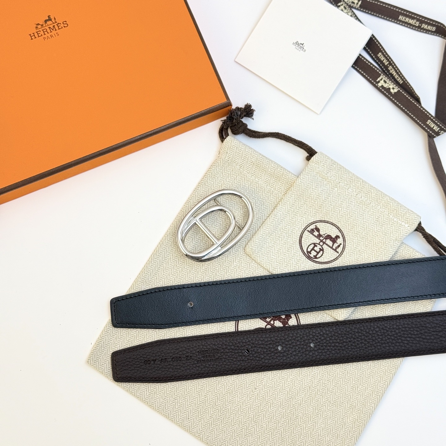 Hermès Odyssée Buckle & Reversible 32mm Leather Belt