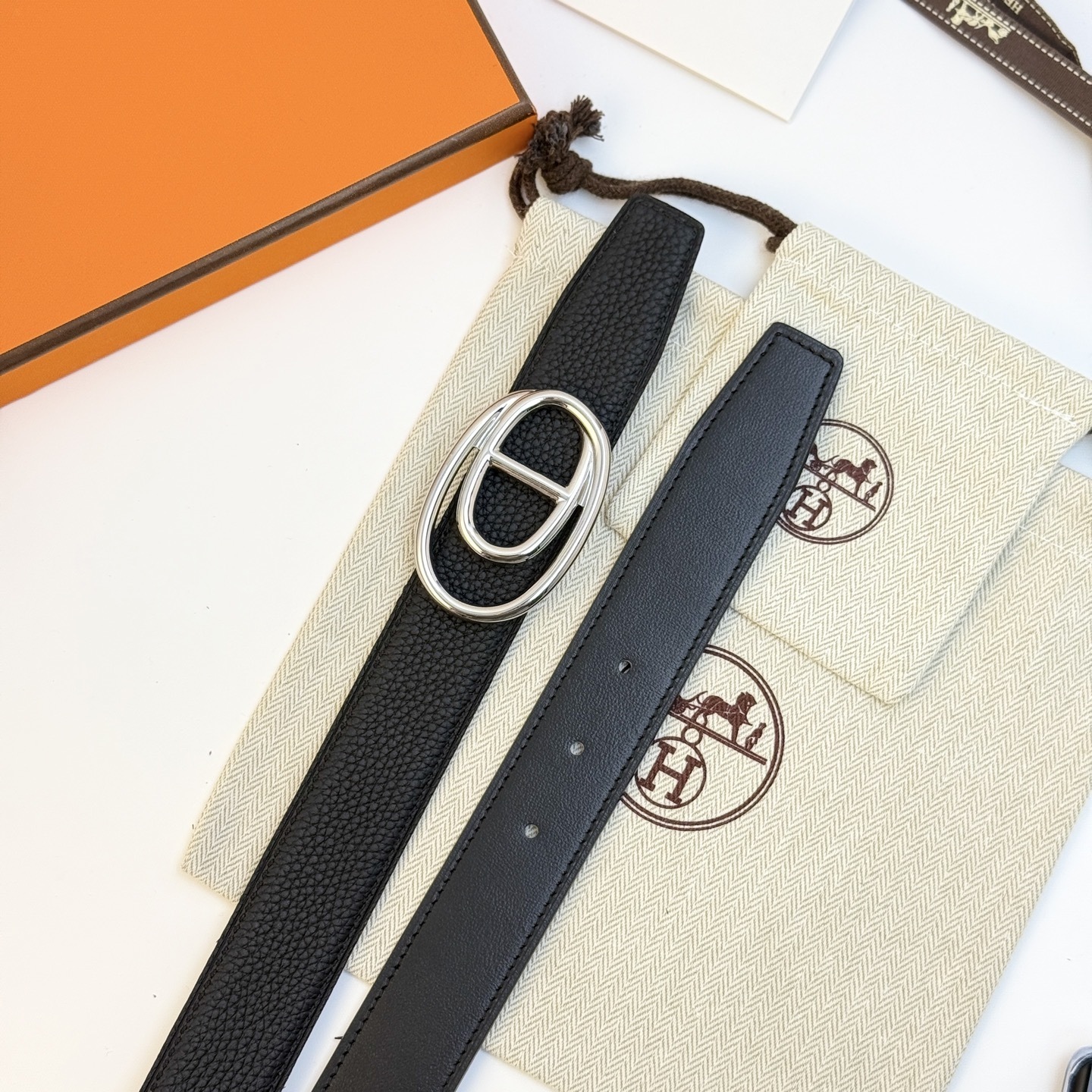 Hermès Odyssée Belt Buckle & Reversible Leather Strap 32mm