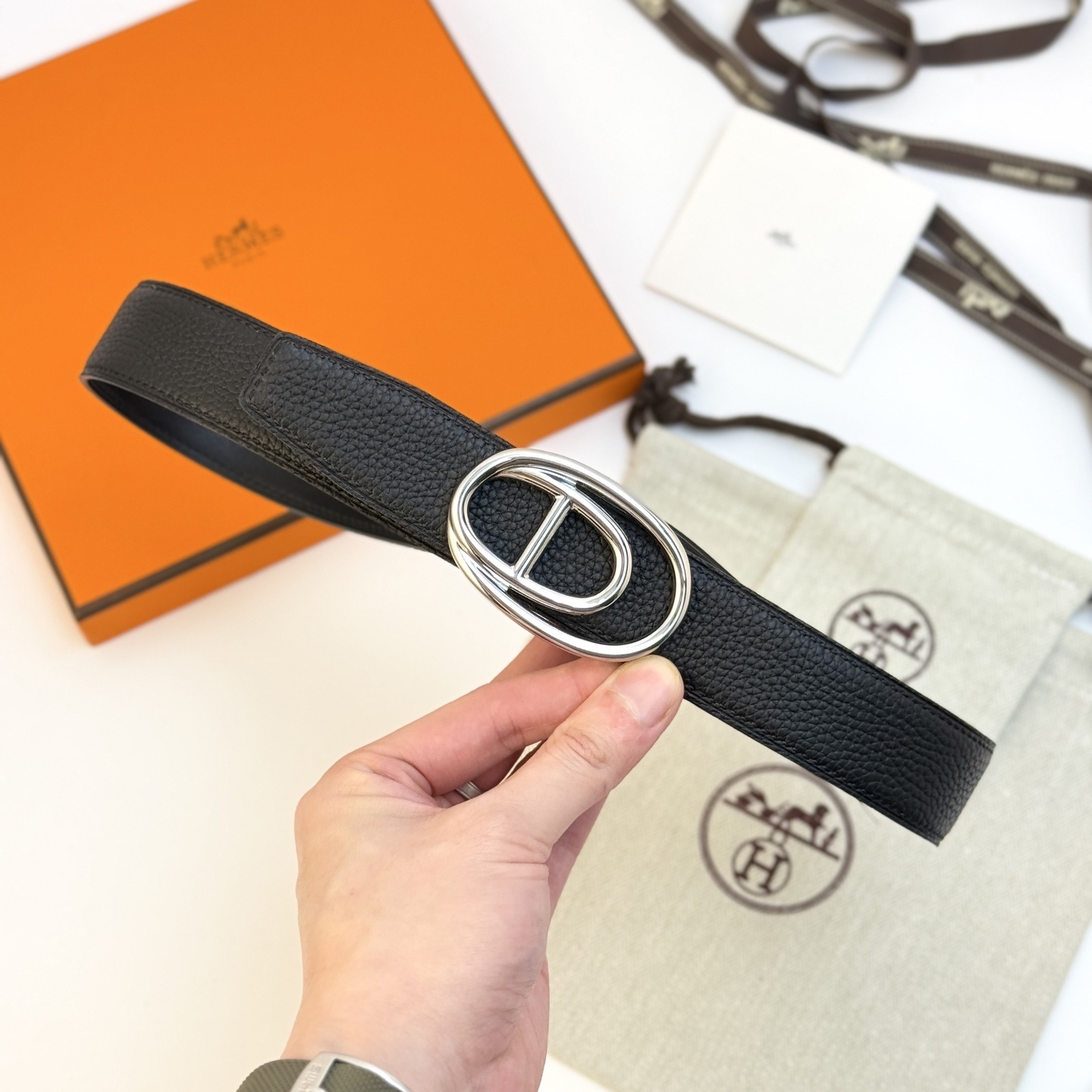 Hermès Odyssée Belt Buckle & Reversible Leather Strap 32mm