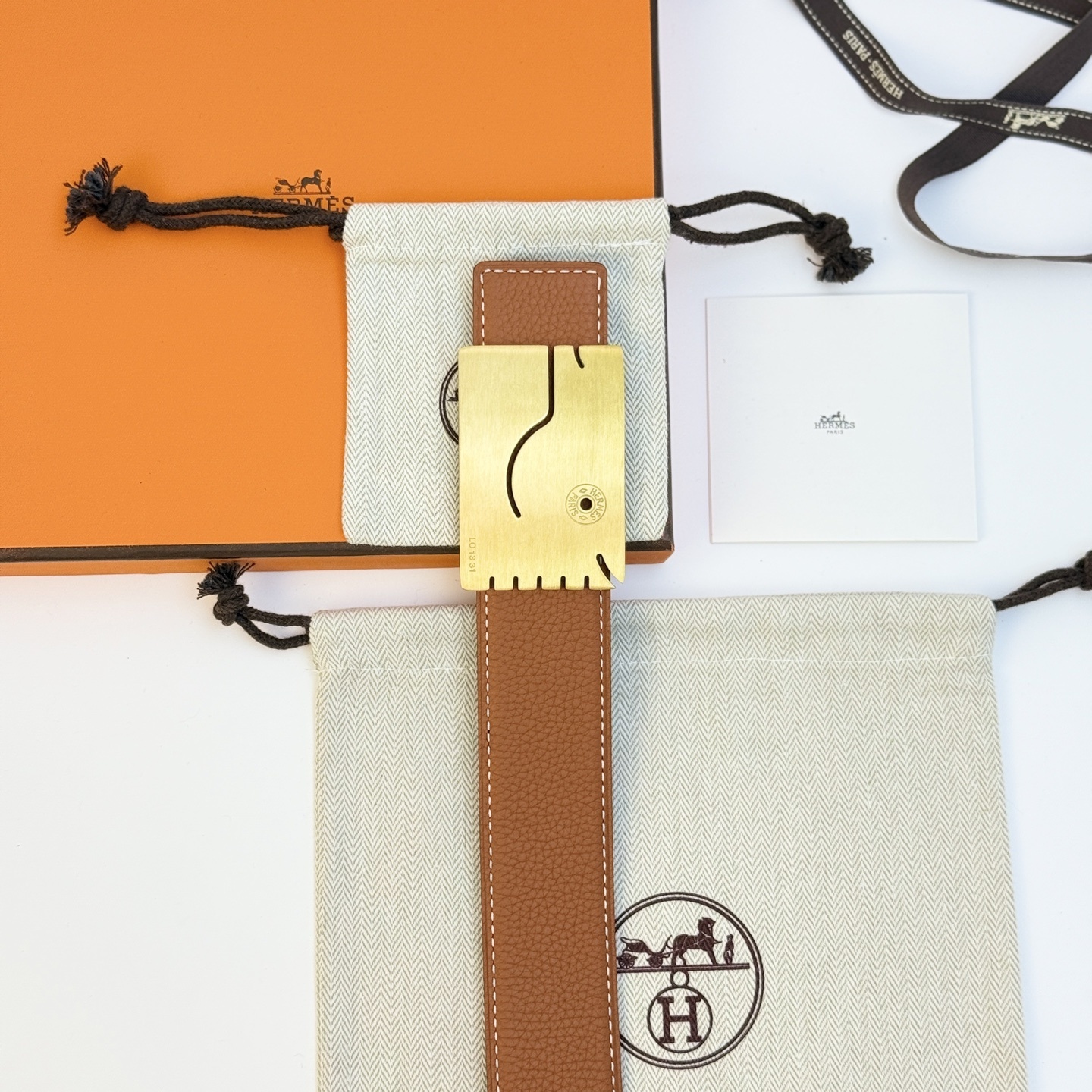 Hermès Reversible Leather Belt with Gold Buckle - Black/Brown