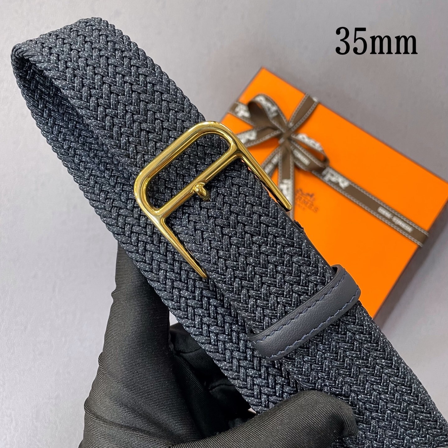 Luxury Designer Braided Woven Belt with Gold Buckle