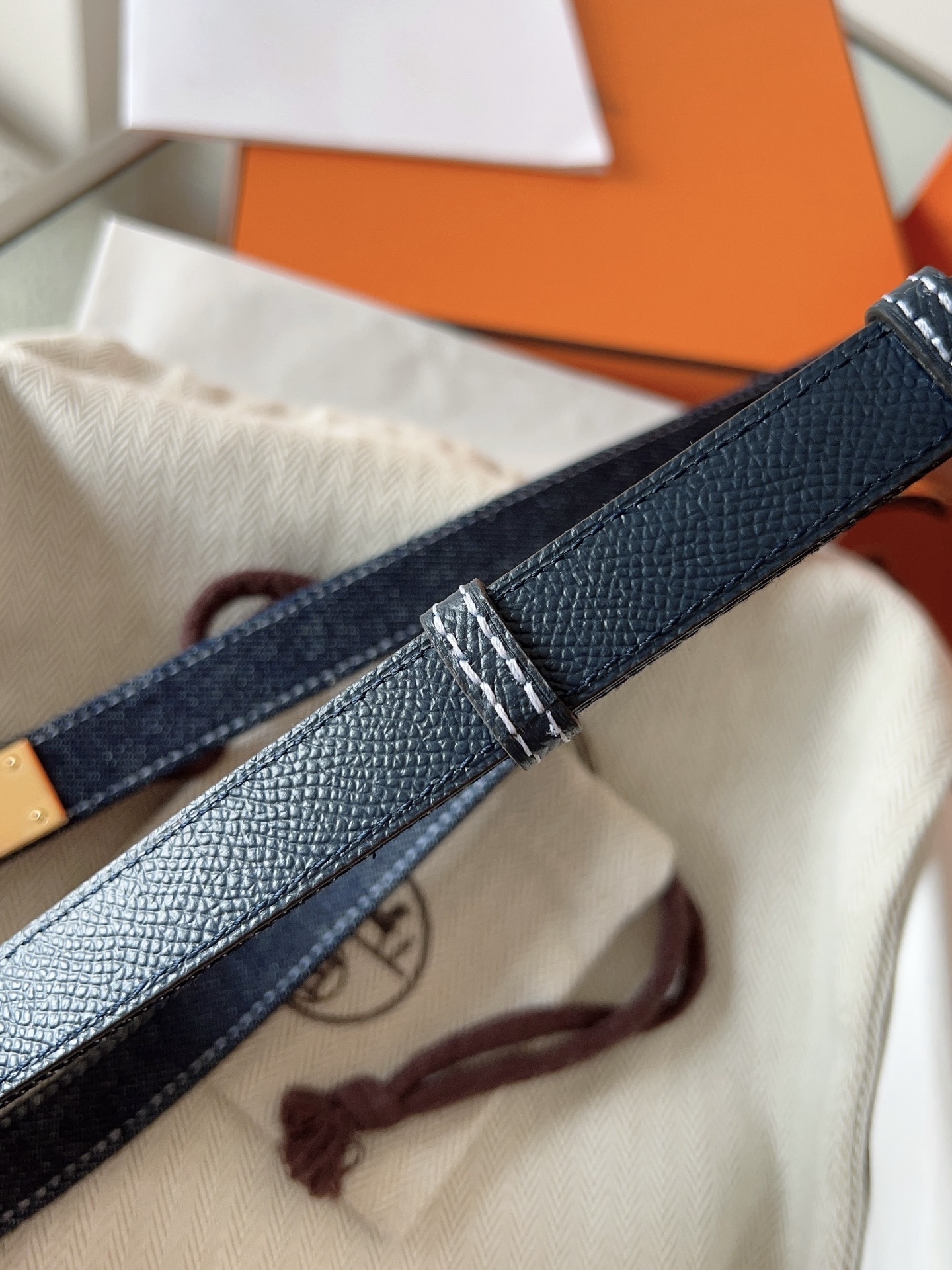 Hermès Kelly 18 Belt Denim Canvas Gold Hardware Adjustable