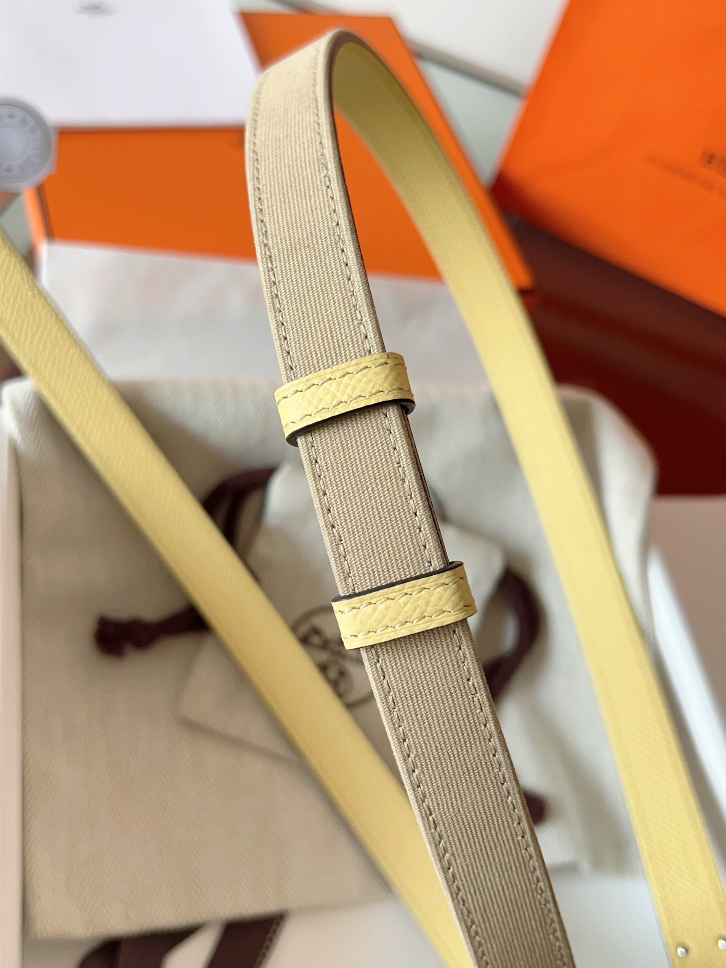 Hermès Kelly 18 Belt Nata Epsom Leather with Silver Hardware