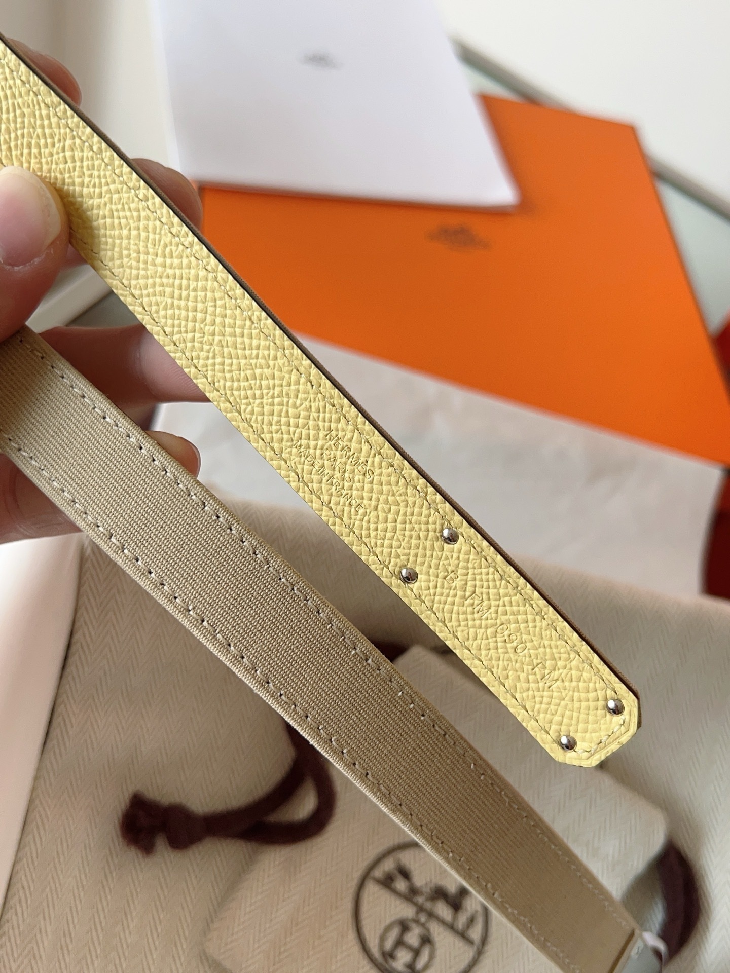 Hermès Kelly 18 Belt Nata Epsom Leather with Silver Hardware