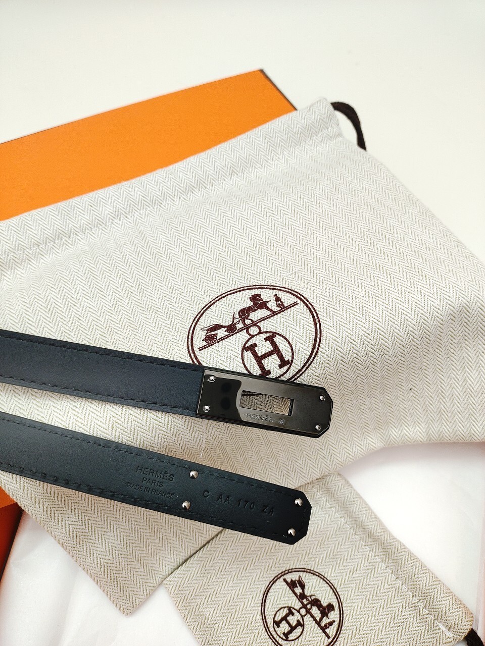 Hermes Kelly Double Tour Leather Bracelet - Black with Dark Hardware