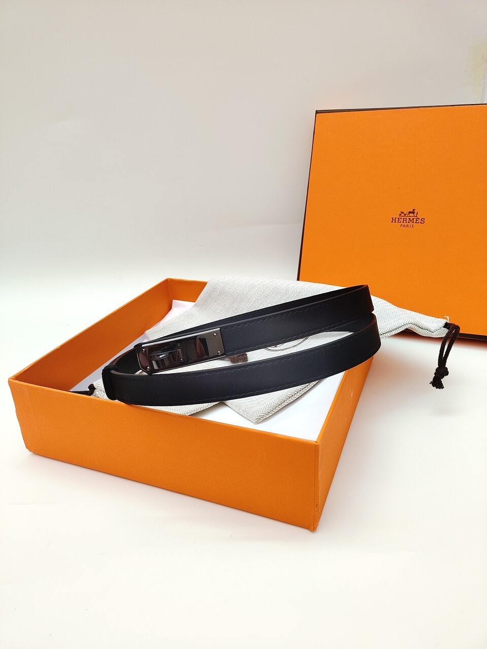 Hermes Kelly Double Tour Leather Bracelet – Black with Dark Hardware