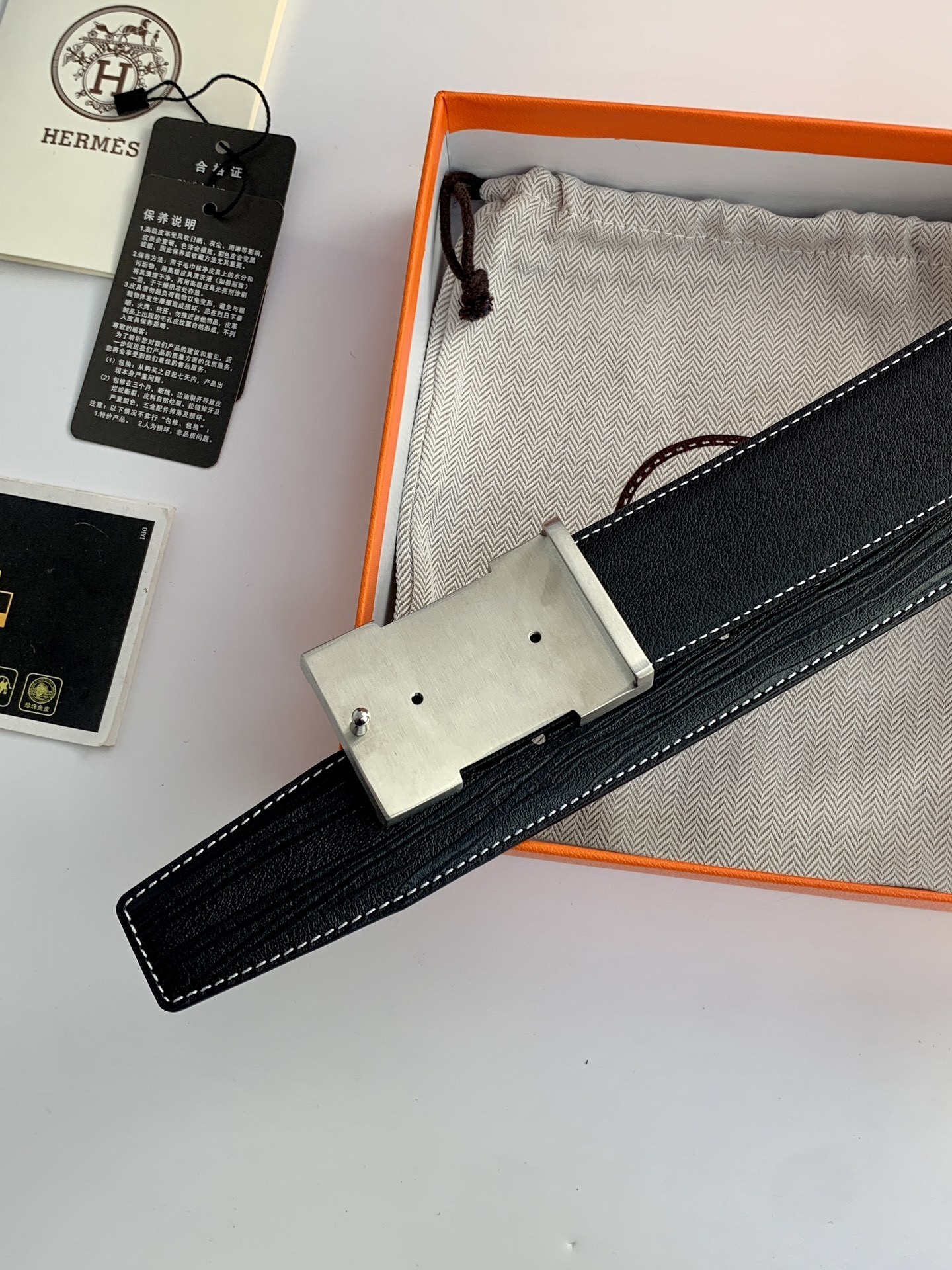 Designer H Buckle Leather Belt for Men - Classic Black & Gold/Silver