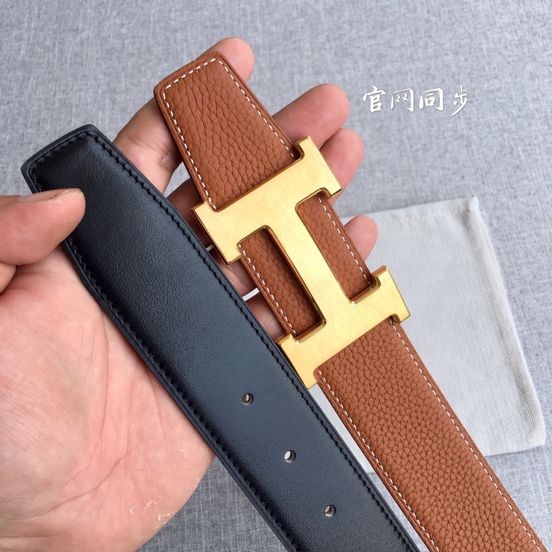 Hermes Togo 38mm Reversible Belt - Gold/Black with H Buckle