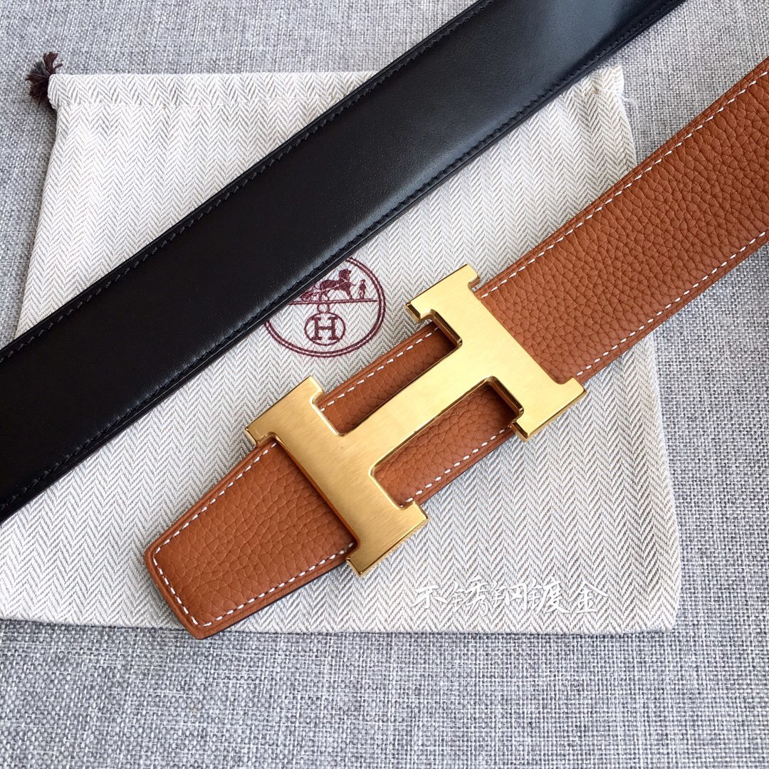 Hermes Togo 38mm Reversible Belt - Gold/Black with H Buckle