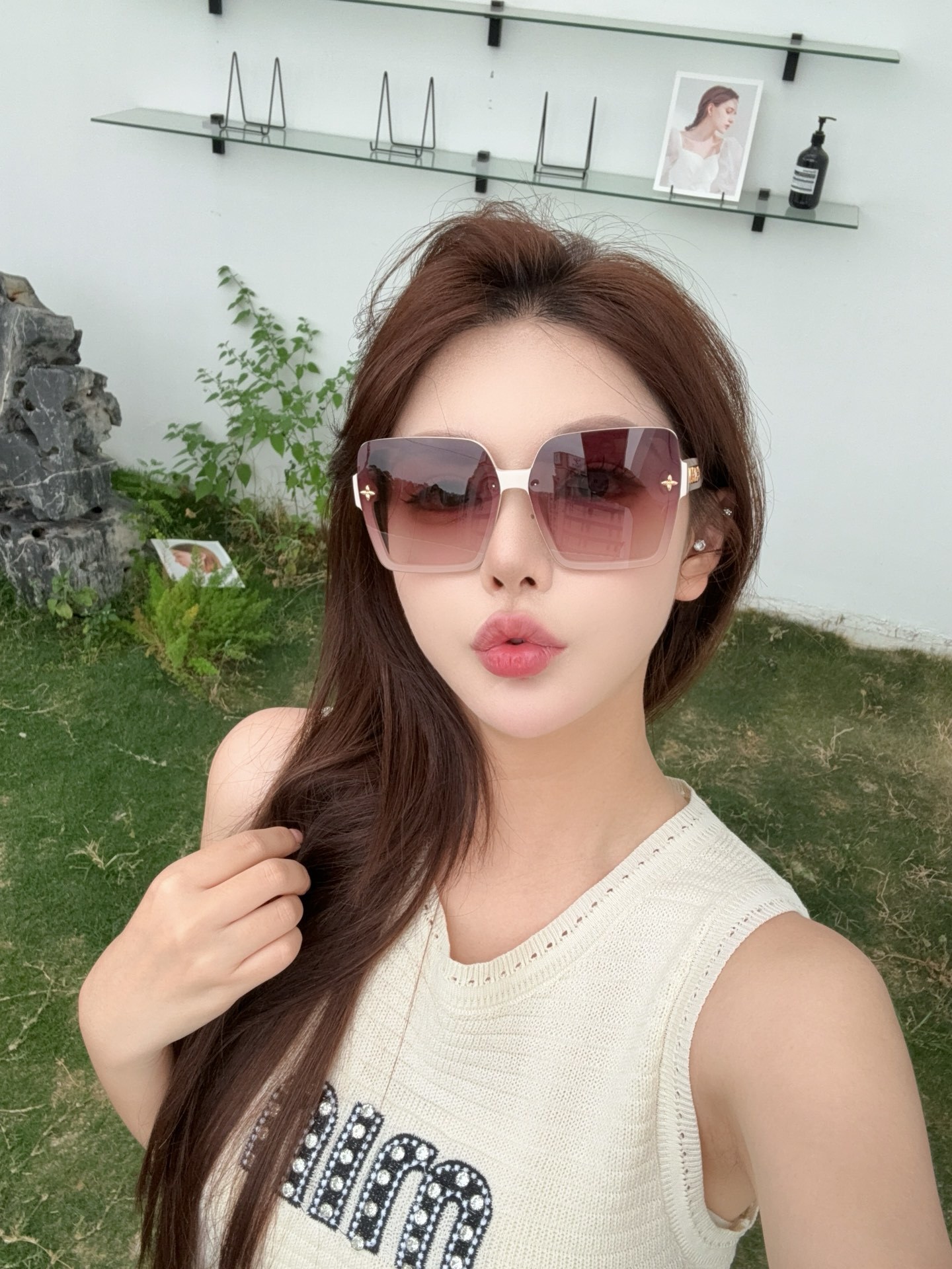 Luxury Oversized Square Sunglasses for Women with Gold Accents