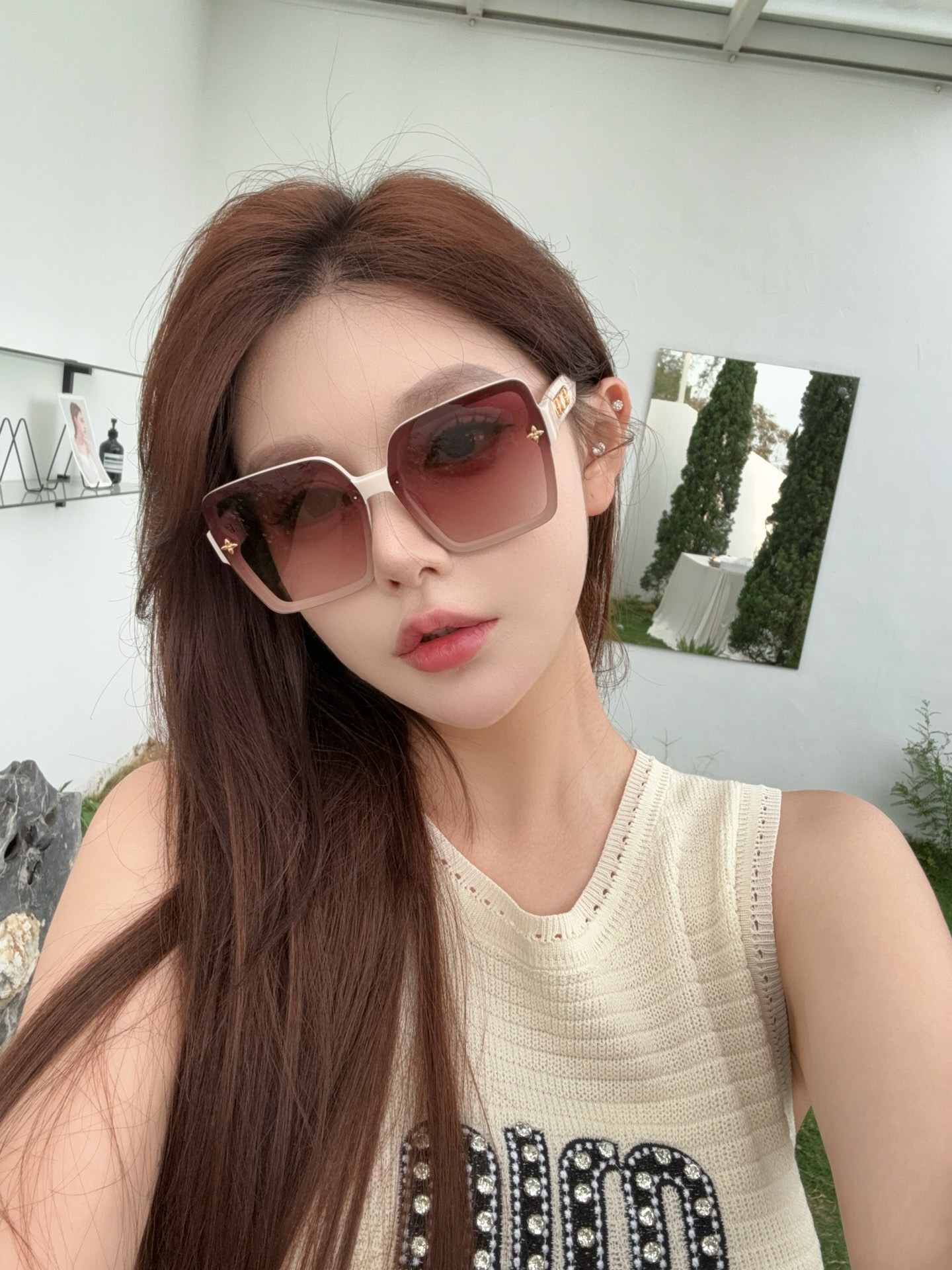 Luxury Oversized Square Sunglasses for Women with Gold Accents