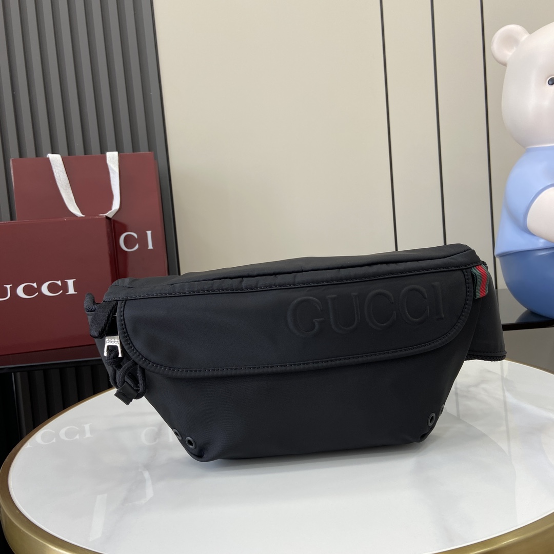 Gucci Black Leather Logo Belt Bag Small Gucci