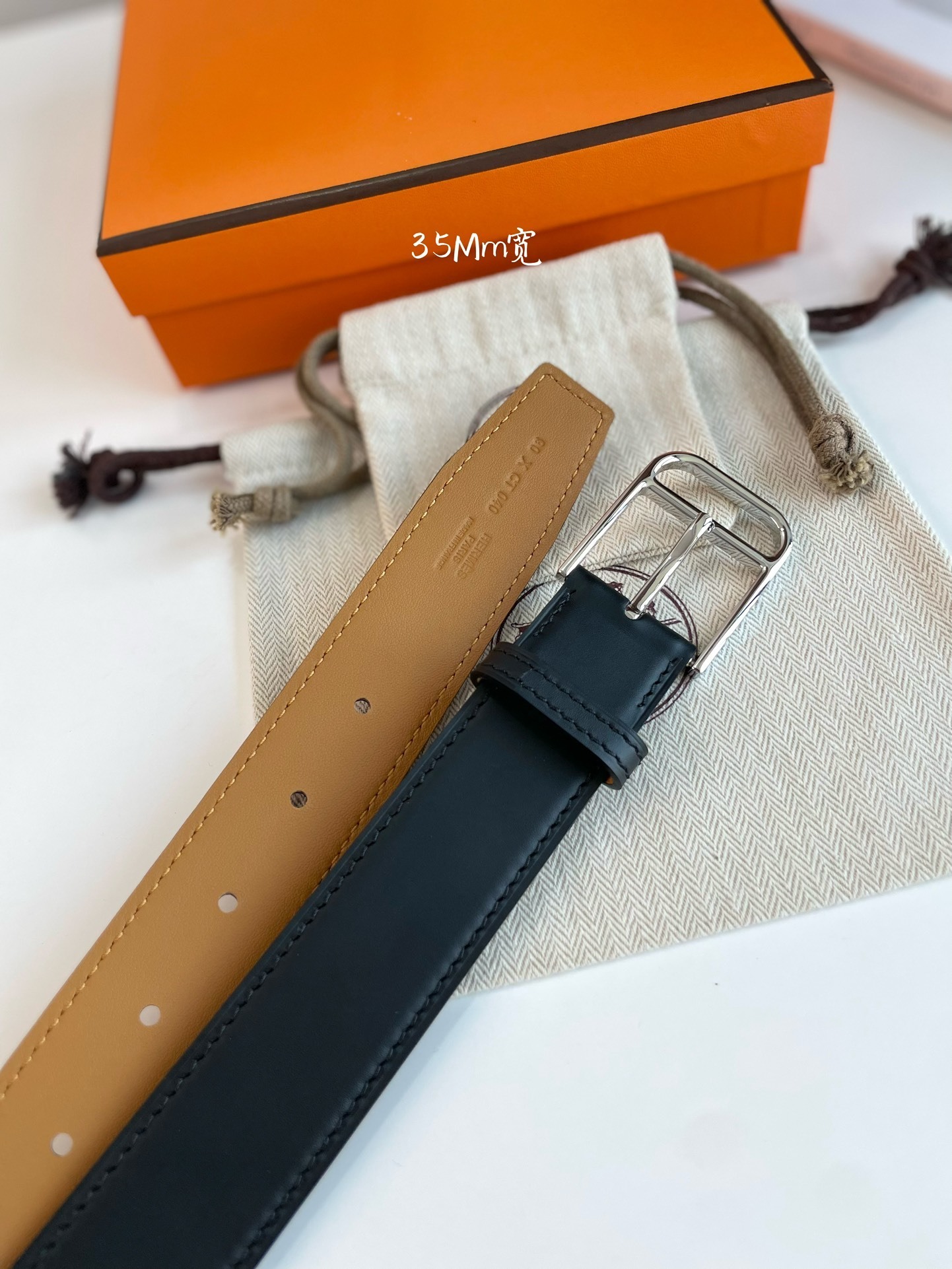 Luxury Reversible Leather Belt for Men - Black & Tan Silver Buckle