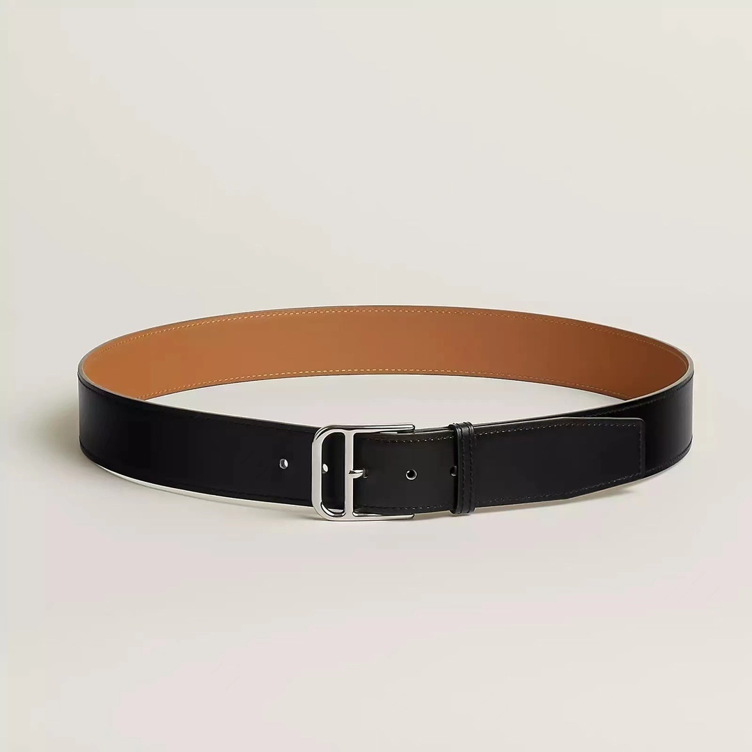 Luxury Reversible Leather Belt for Men – Black & Tan Silver Buckle