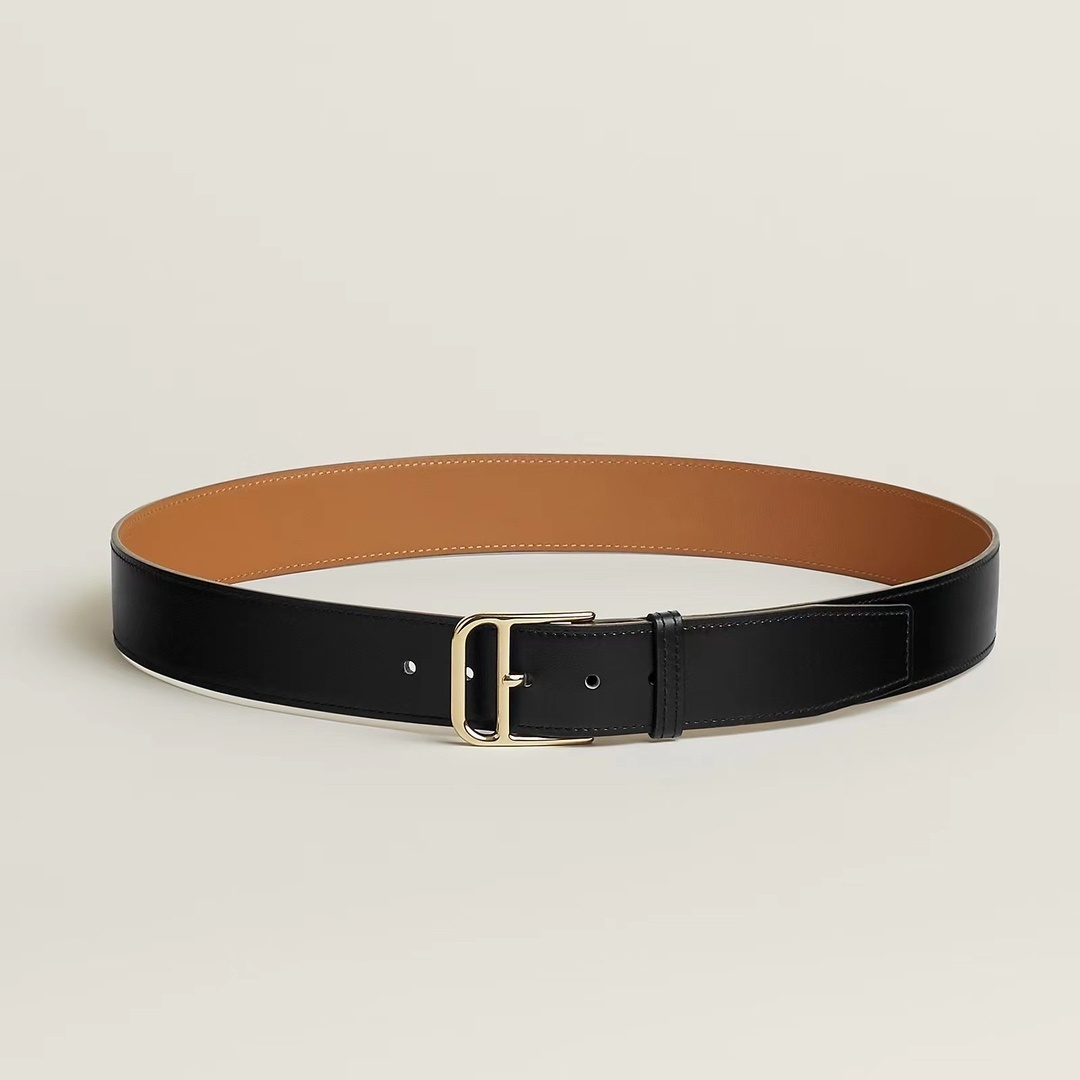 Premium Reversible Leather Belt with Elegant Gold Buckle – Black/Tan