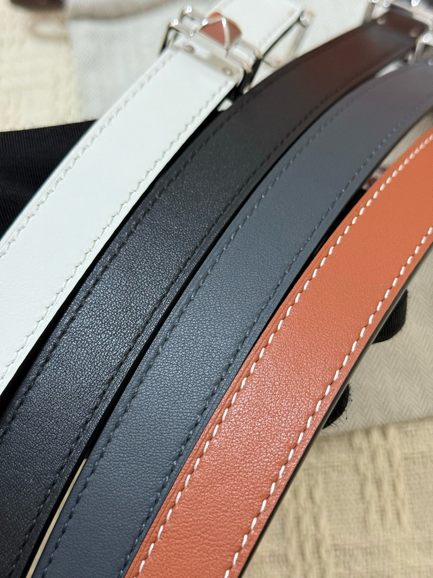 Hermes Slim Black Leather Belt for Women with Gold-Tone Buckle