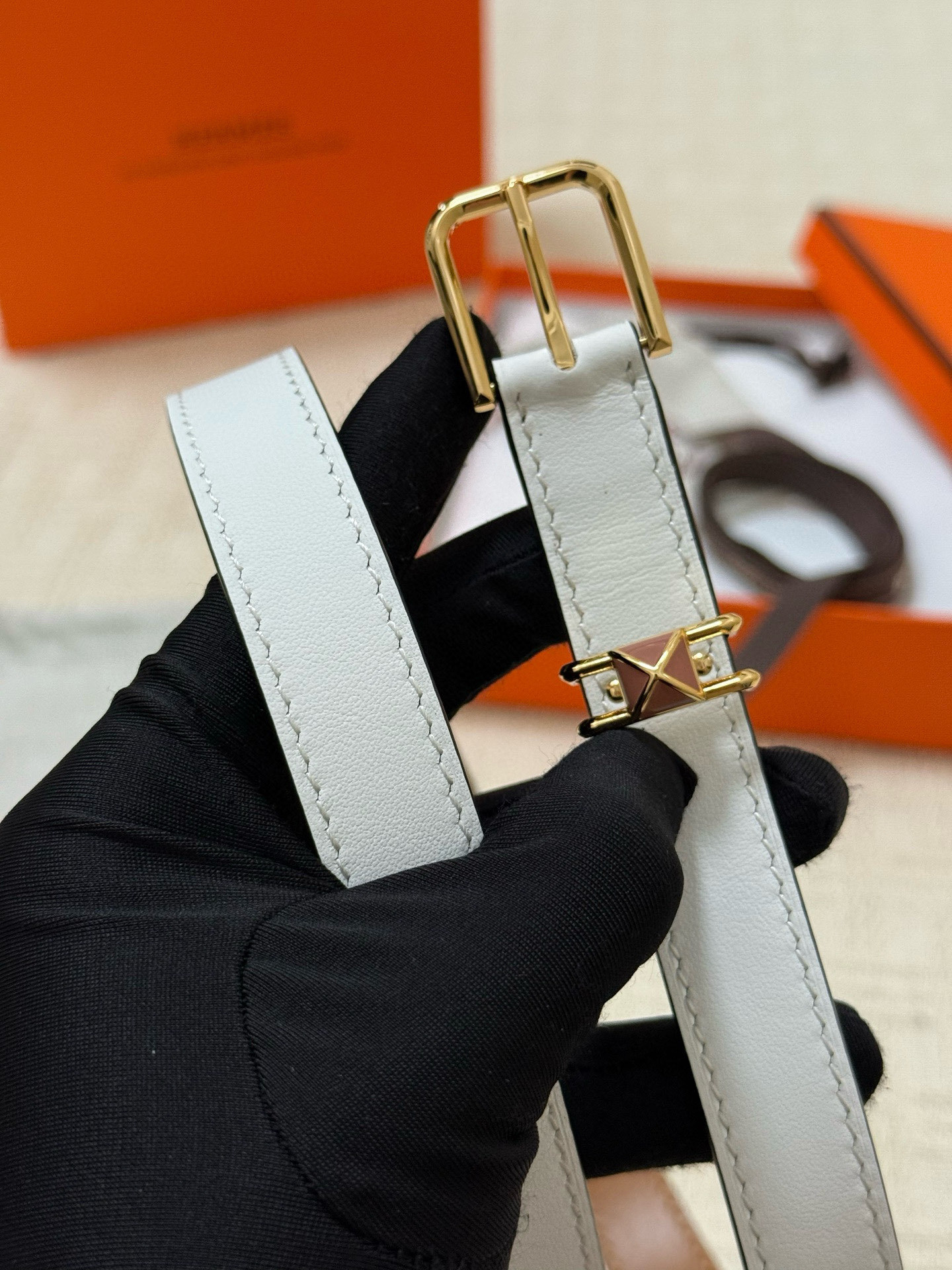 Premium Leather Watch Strap Médor Style with Gold Stud Buckle