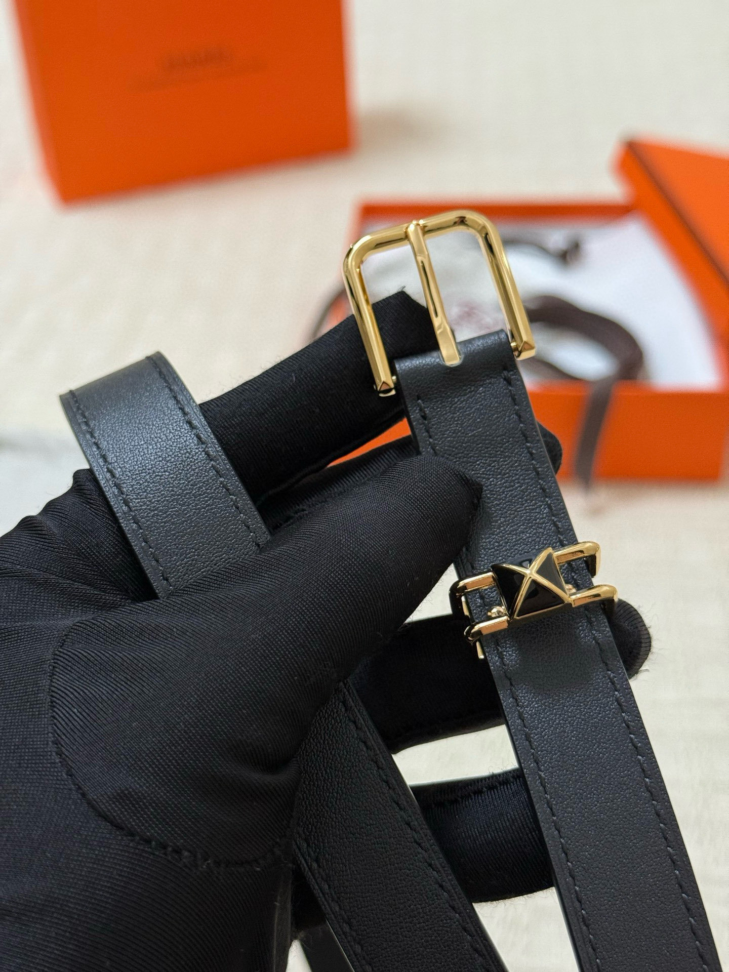 Premium Leather Watch Strap Médor Style with Gold Stud Buckle