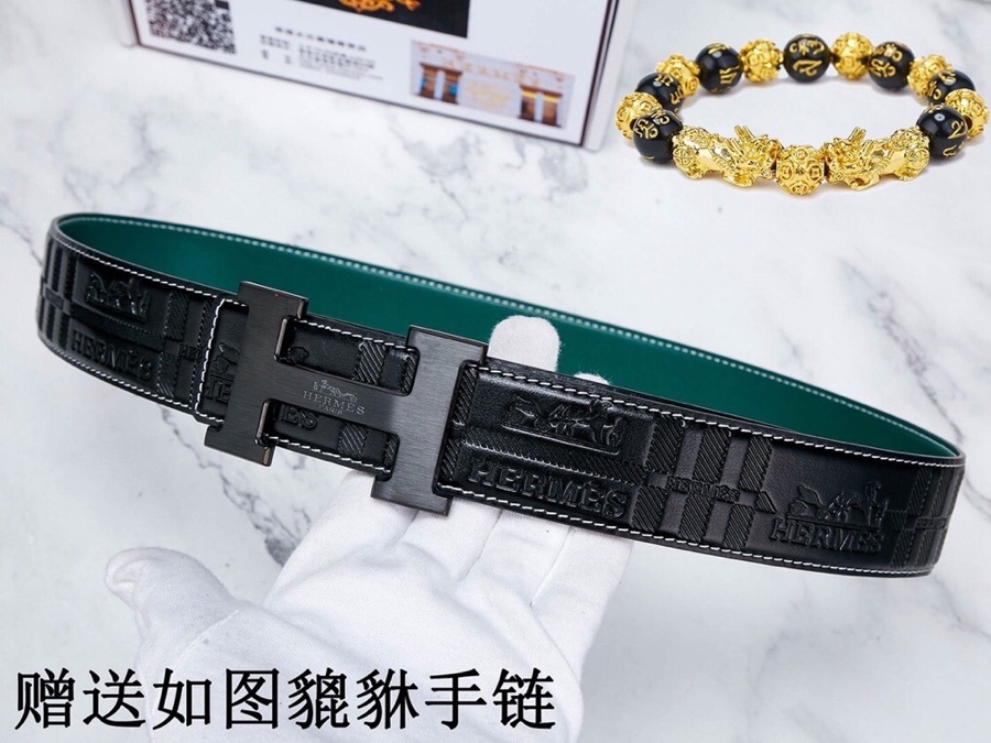 Luxury Hermes Embossed Leather Belt with Matte H Buckle & Gift