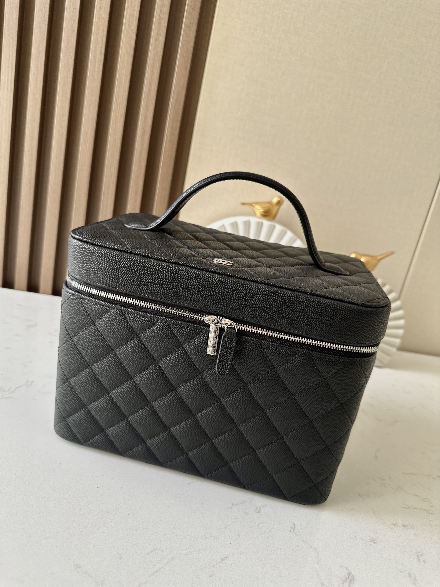 Chanel Quilted CC Vanity Case – Black Cosmetic Bags