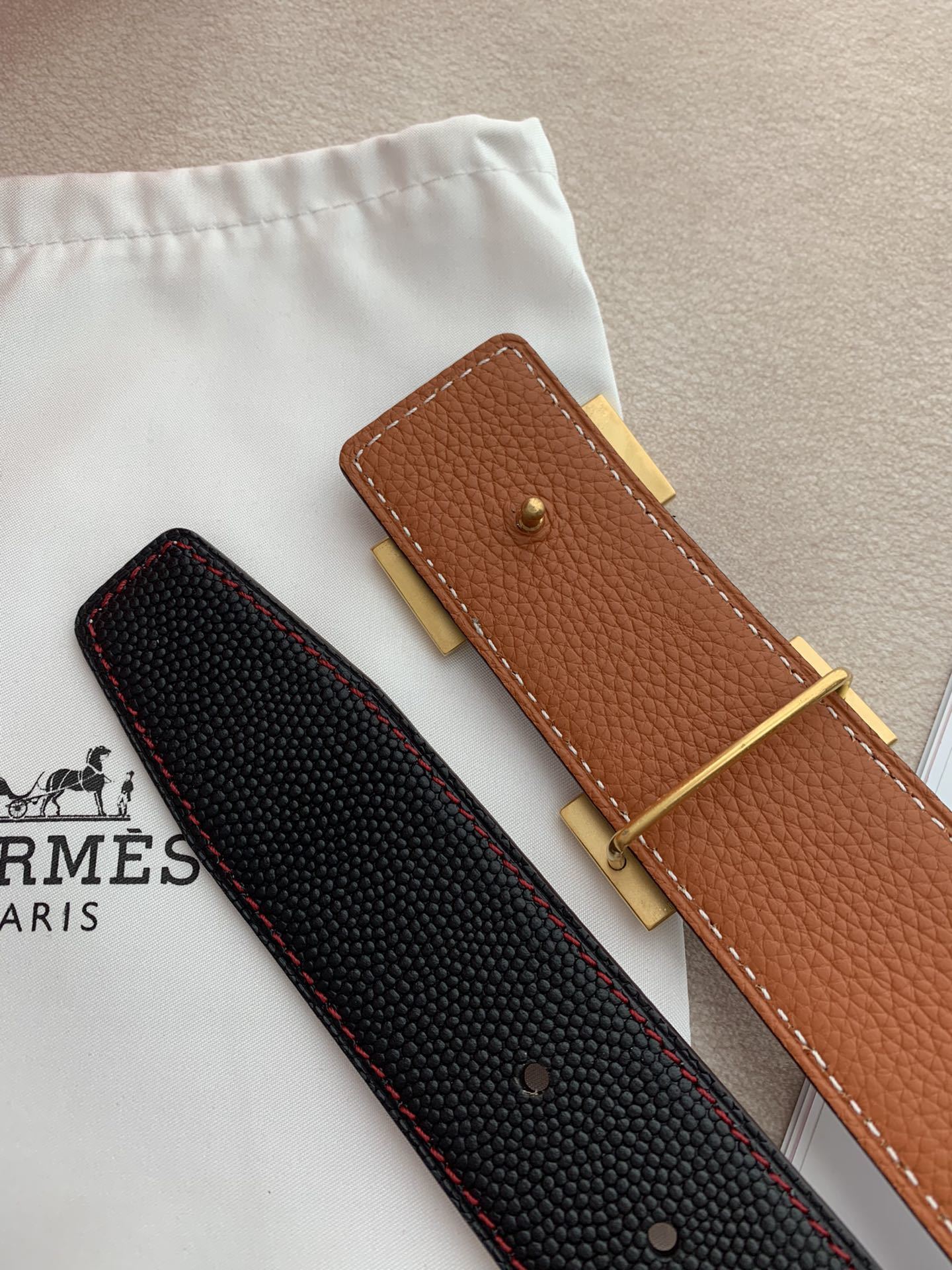 Luxury H Buckle Leather Belt - Gold Crocodile Pattern Buckle