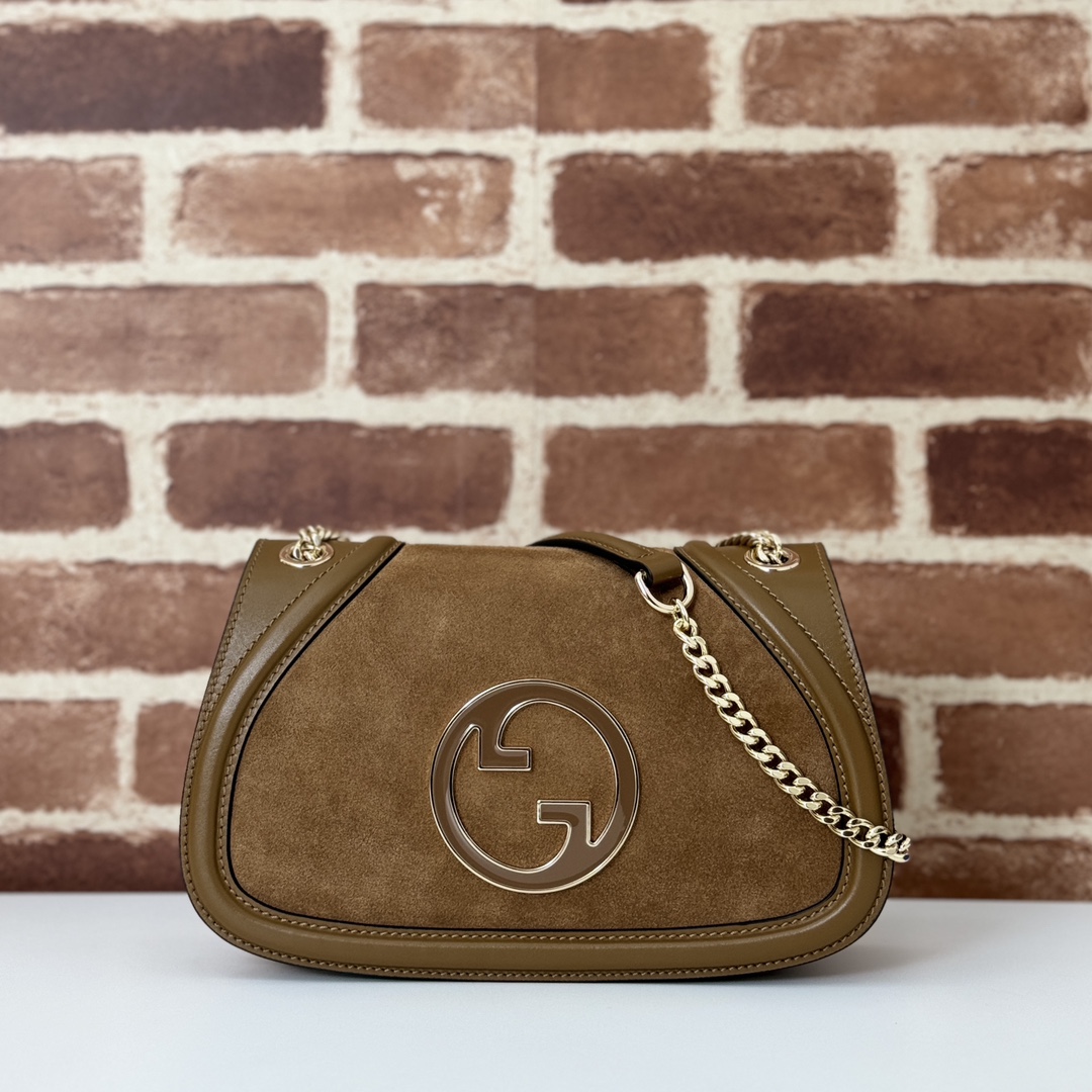 Gucci Blondie medium shoulder bag in light brown suede