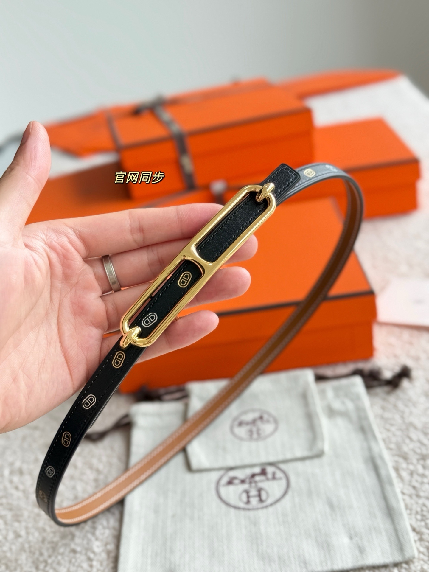 Hermes Roulis 13mm Reversible Leather Belt with Gold Buckle